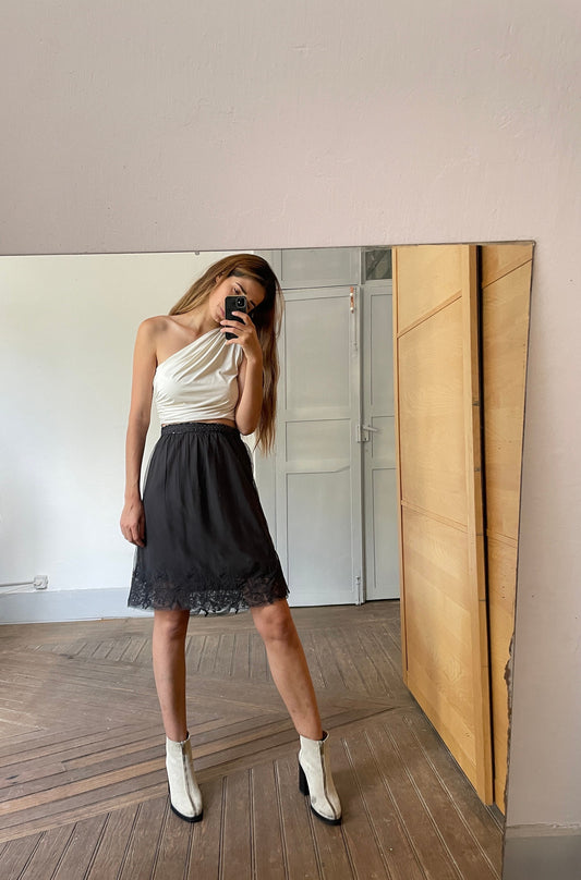 Lace black sequin embellished skirt, Romantic Noa Noa summer skirt