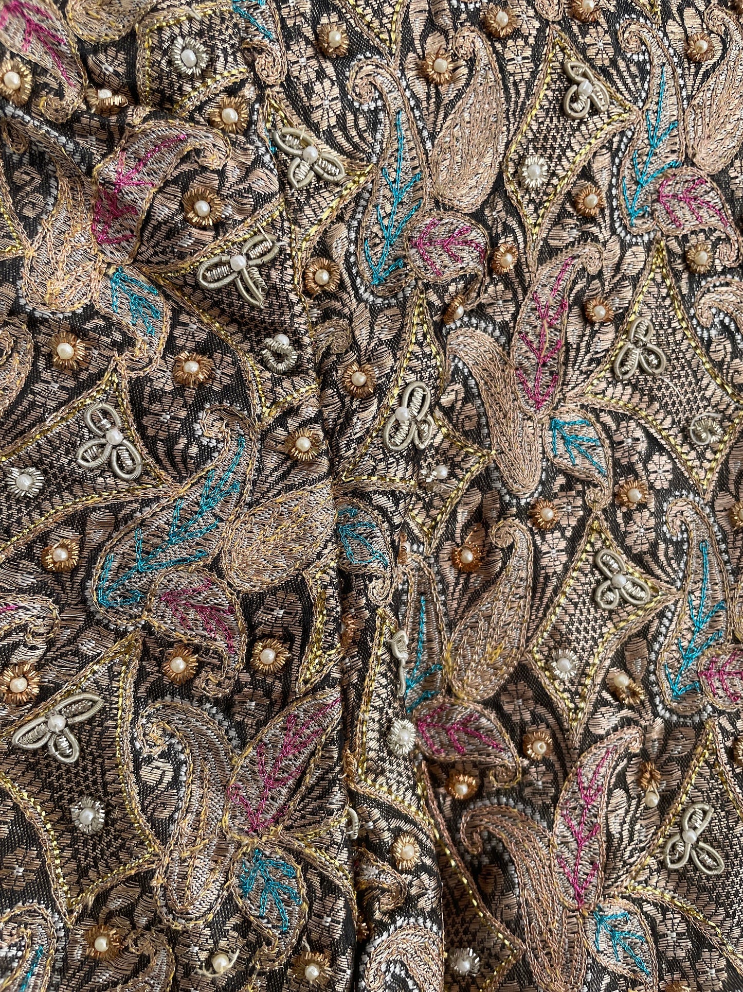 Vintage embellished dress, Antique metallic brocade ceremonial garment