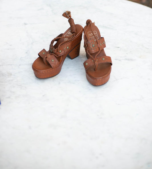 Vintage ASH Platform Sandals | 00s Designer Heels | Floral Studded Leather Y2K Mules | Boho Bratz Shoe