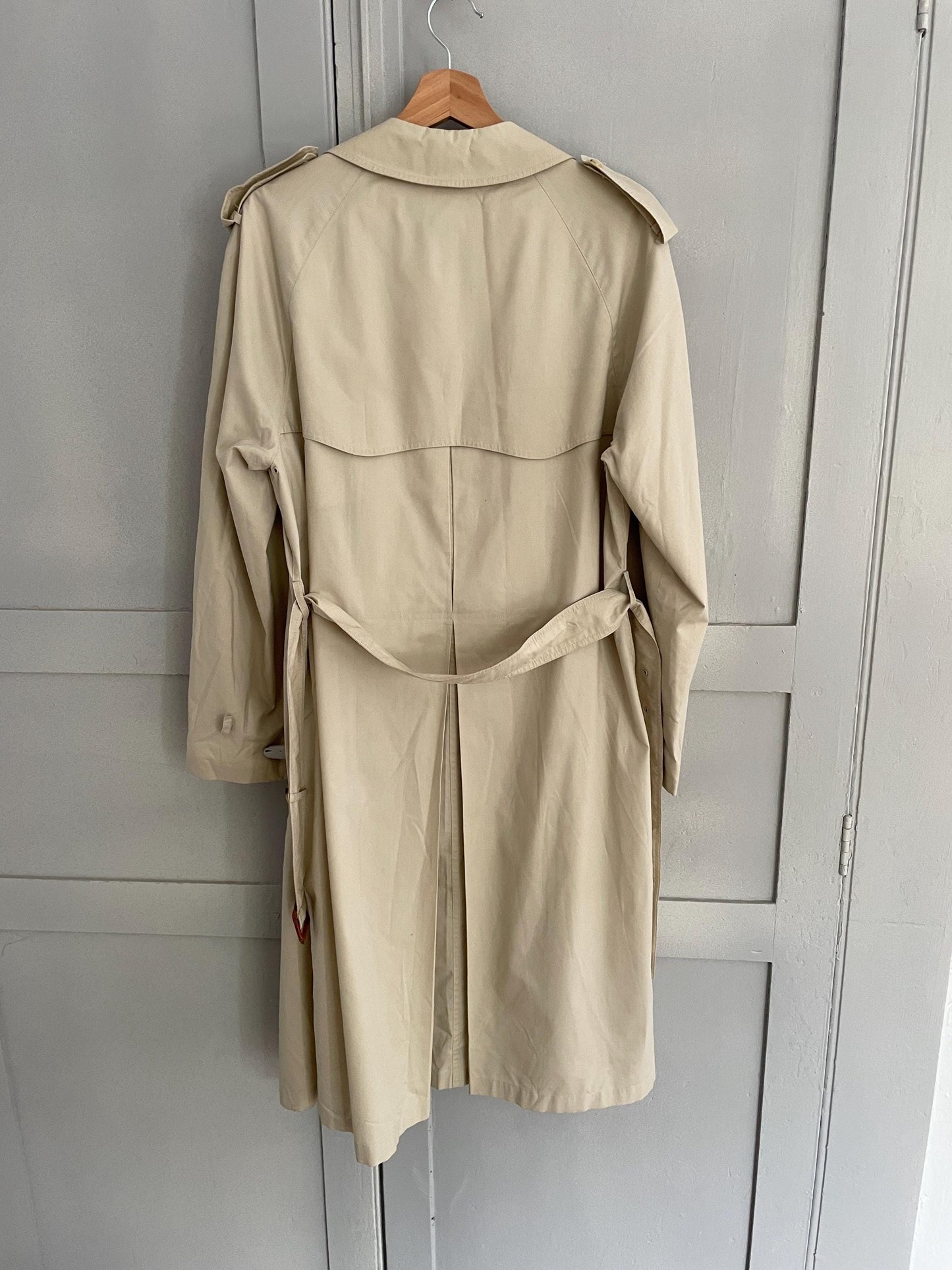 Vintage YVES SAINT LAURENT trench coat, Diffusion Hommes long off white men coat, M