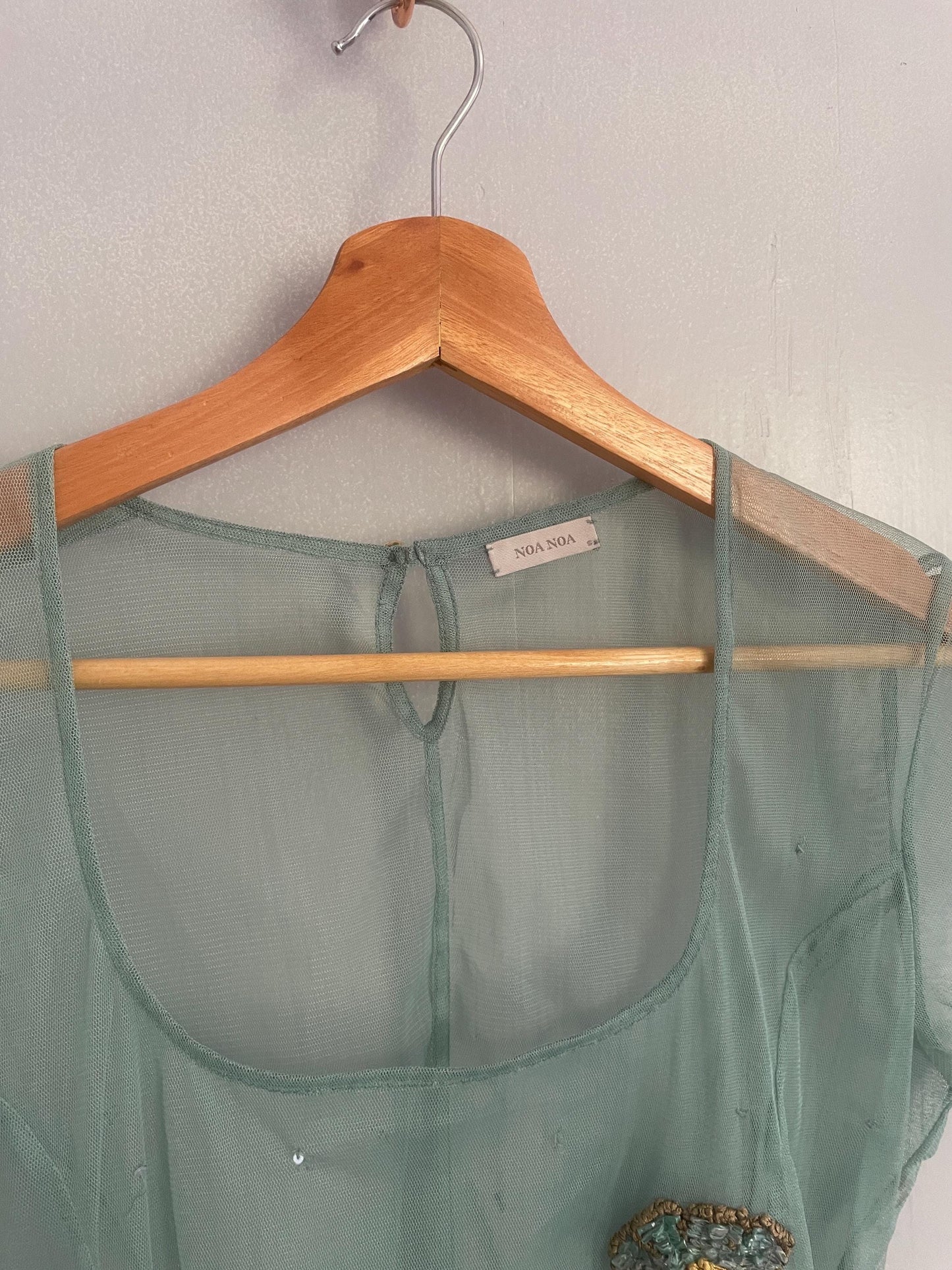 Sheer floral sequin embroidered woman top, Sexy see through pastel blue summer shirt, Unique vintage treasure