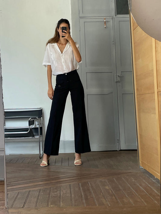 Vintage black PASH High-Waisted Pants, Size Small S/36, Tailored Straight-Leg Trousers for Women, Elegant Retro Style clothing, Size 27 / S