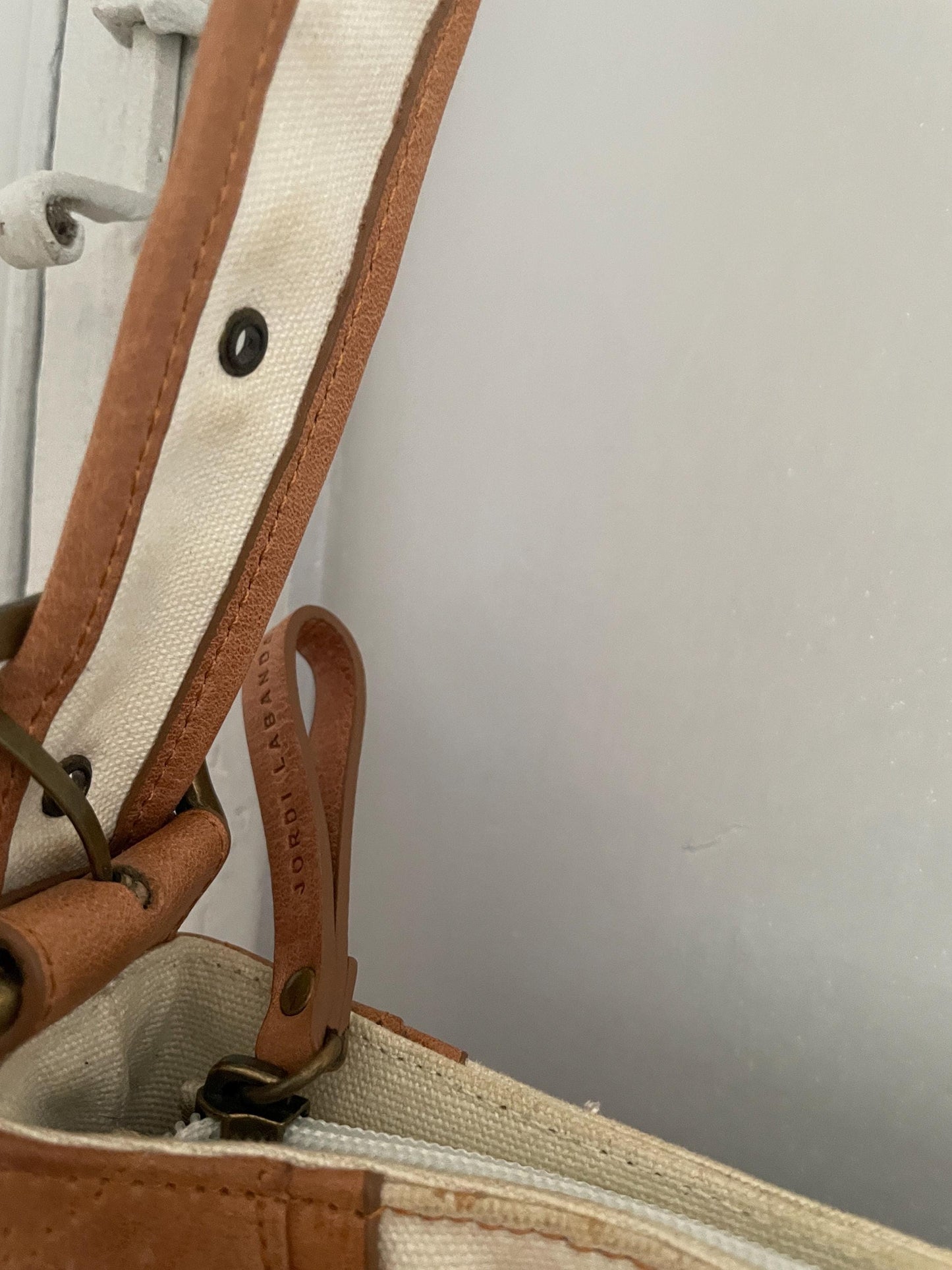 Vintage Jordi Labanda Shoulder Bag – Cotton & Leather Mixed Media Art Piece