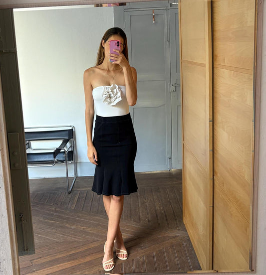 Vintage Liu Jo black midi skirt, Elegant formal pencil skirt, Designer clothing for women