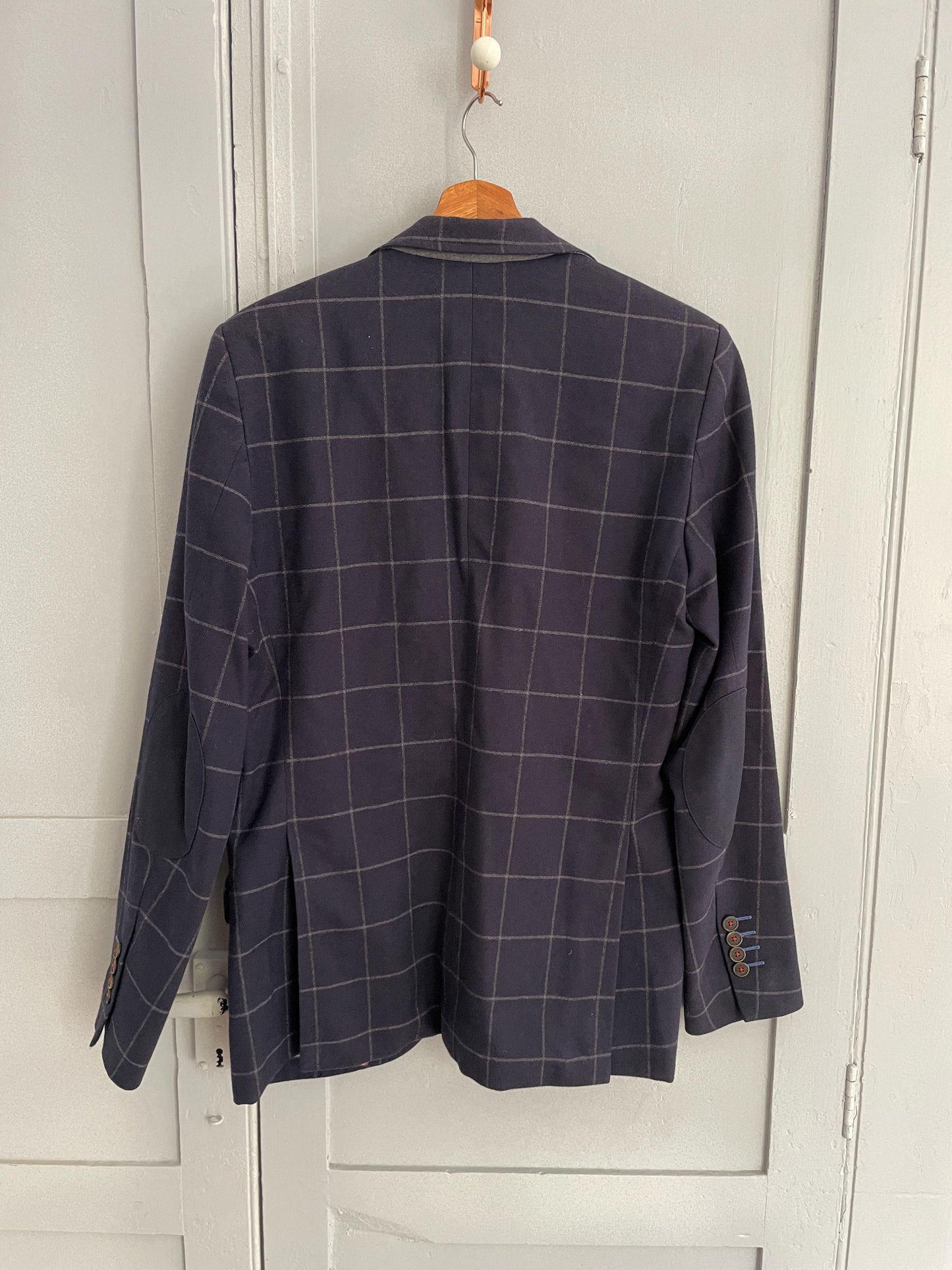 Vintage Dark Blue Squared Blazer Jacket — additional view 10