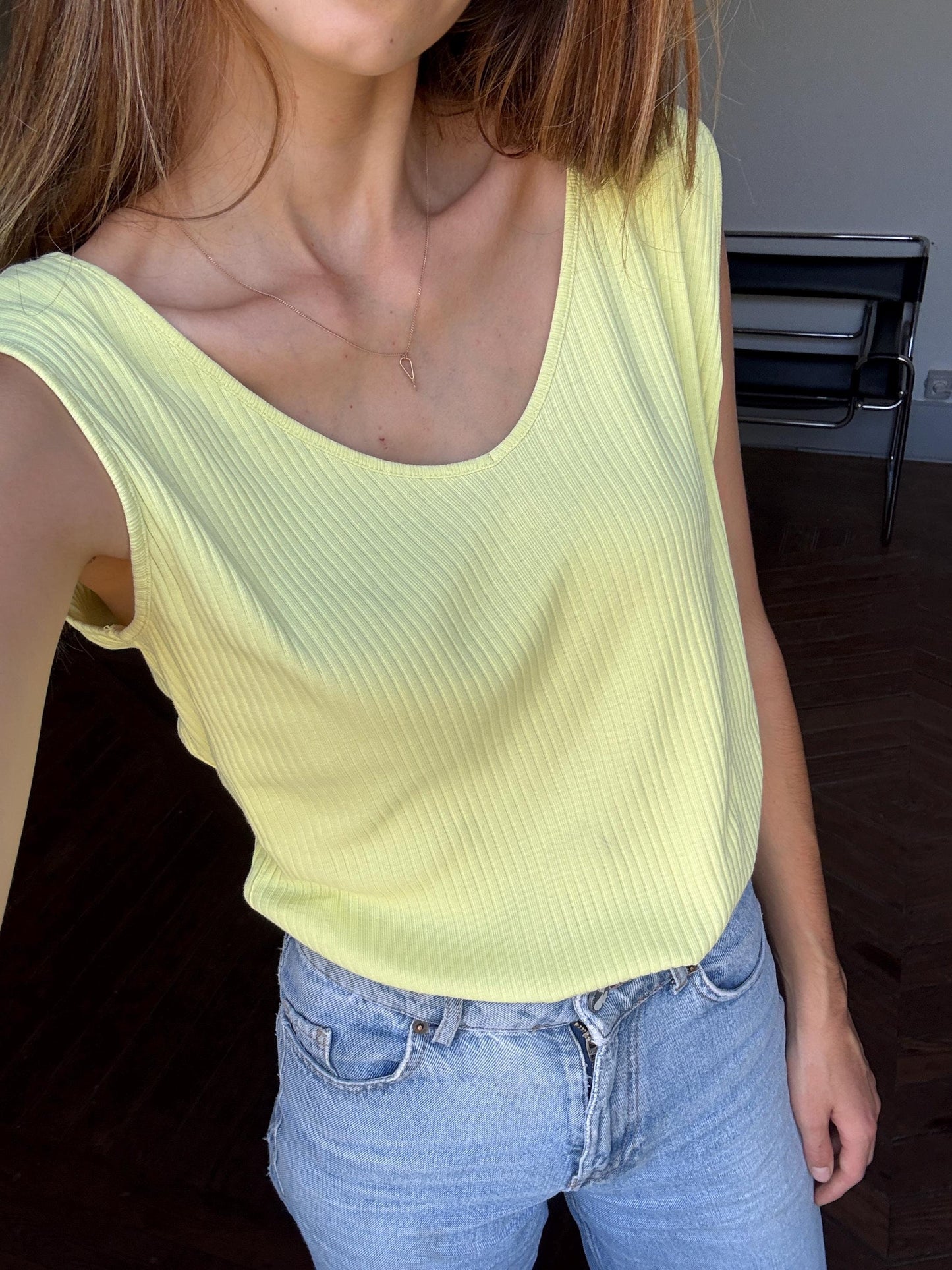 Vintage pastel yellow Burberry London camisole.