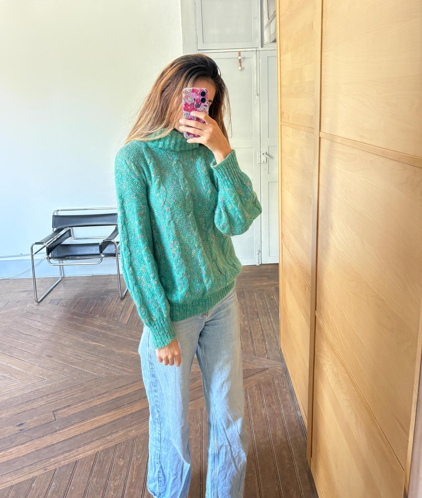 Carla Barbera vintage green confetti pullover, Italian designer jumper, Retro colourful knitwear, 80s ugly Christmas sweater