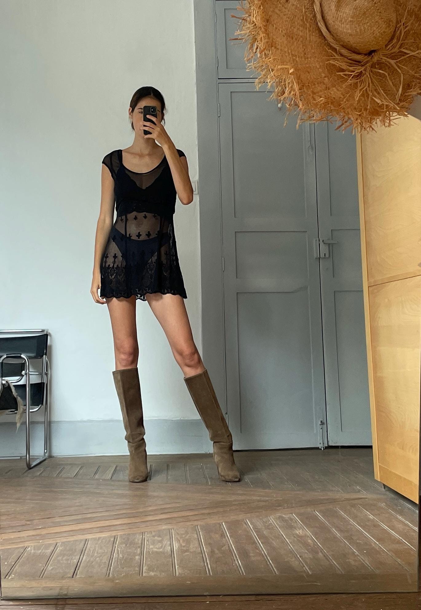 Sexy vintage sheer black net dress, Party disco outfit, Short see through mini dress, Vintage Noa noa graceful net black mini dress