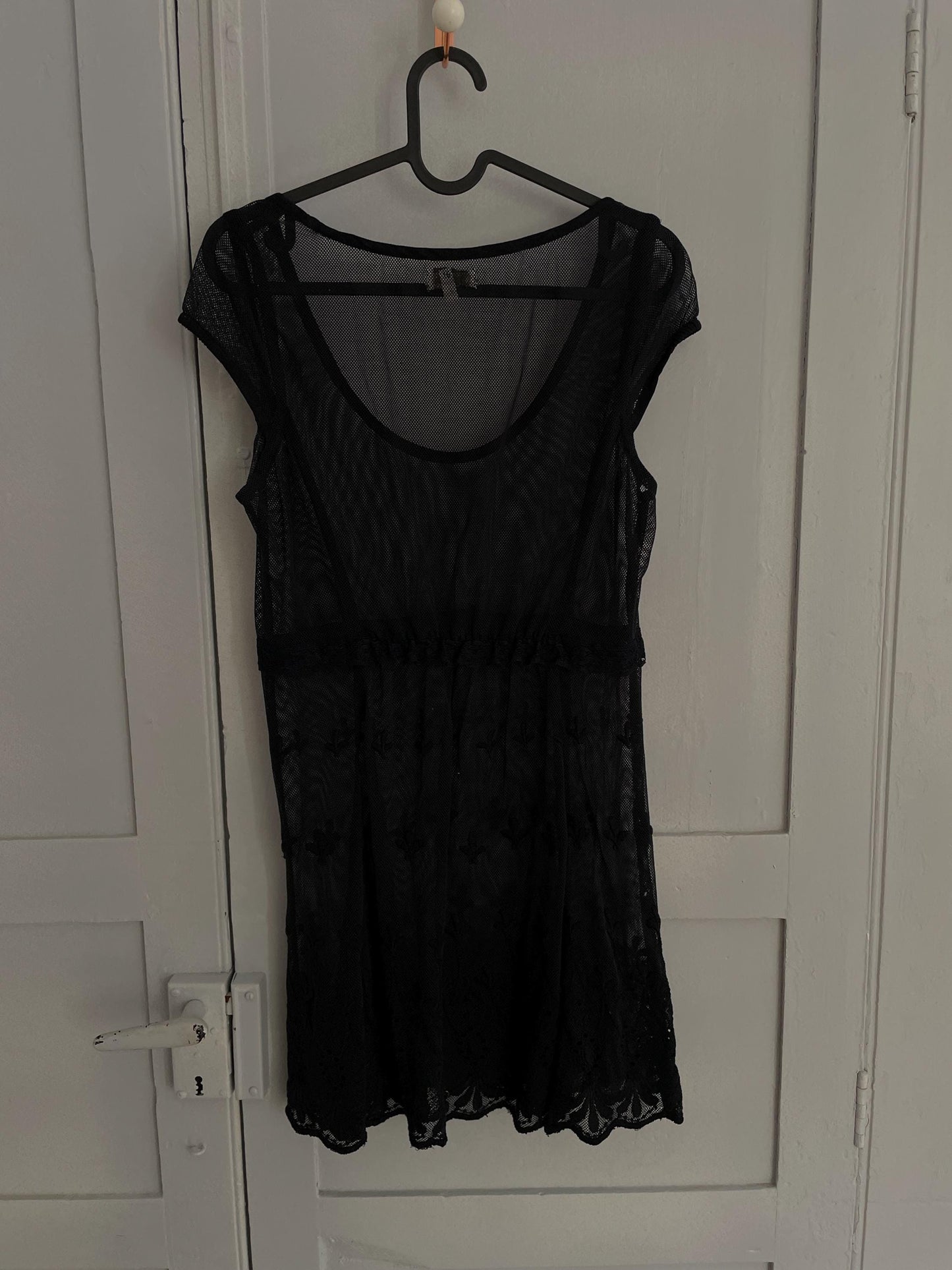 Sexy vintage sheer black net dress, Party disco outfit, Short see through mini dress, Vintage Noa noa graceful net black mini dress