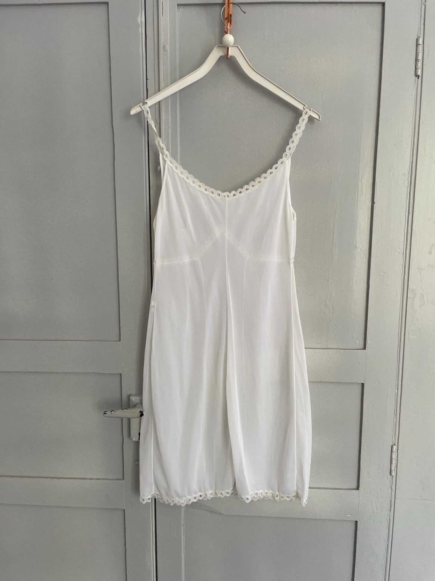 Vintage white and pink floral night dress, Sexy sheer nightie,