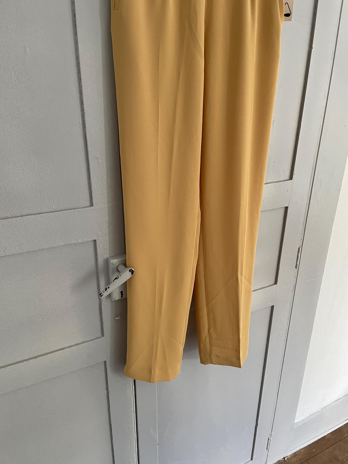 Vintage Yellow Charlot High-Waisted Pants, Size Small S/36, Tailored Straight-Leg Trousers for Women, Elegant Retro Style clothing, Size S