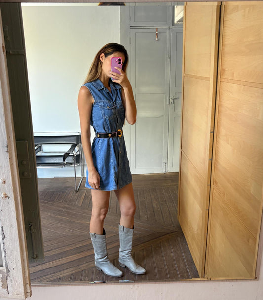 Levi's Blue Minimalist Style, Basic sleeveless Jeans dress, M