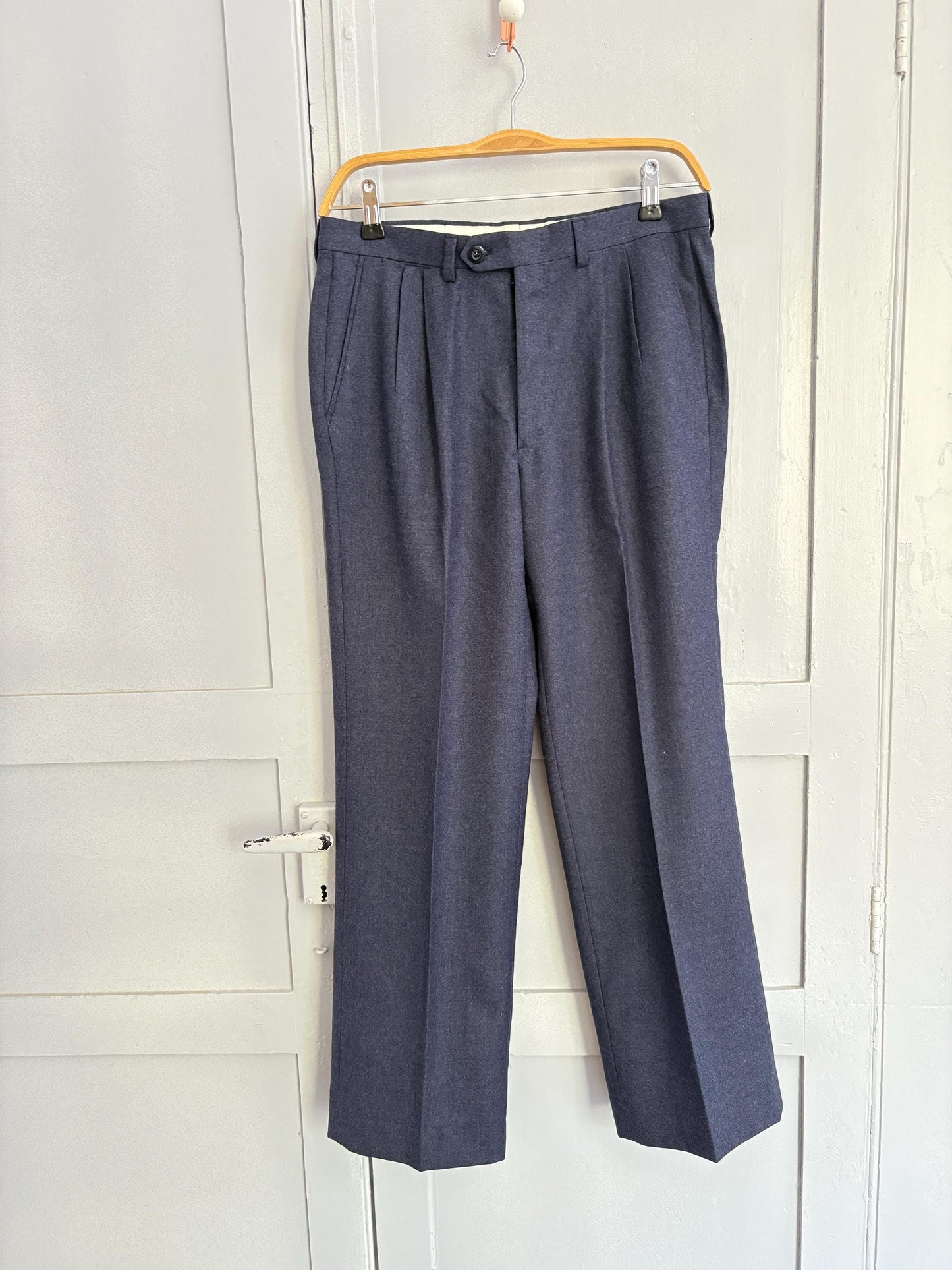 Navy Blue Tailored Wool Trousers — additional view 10