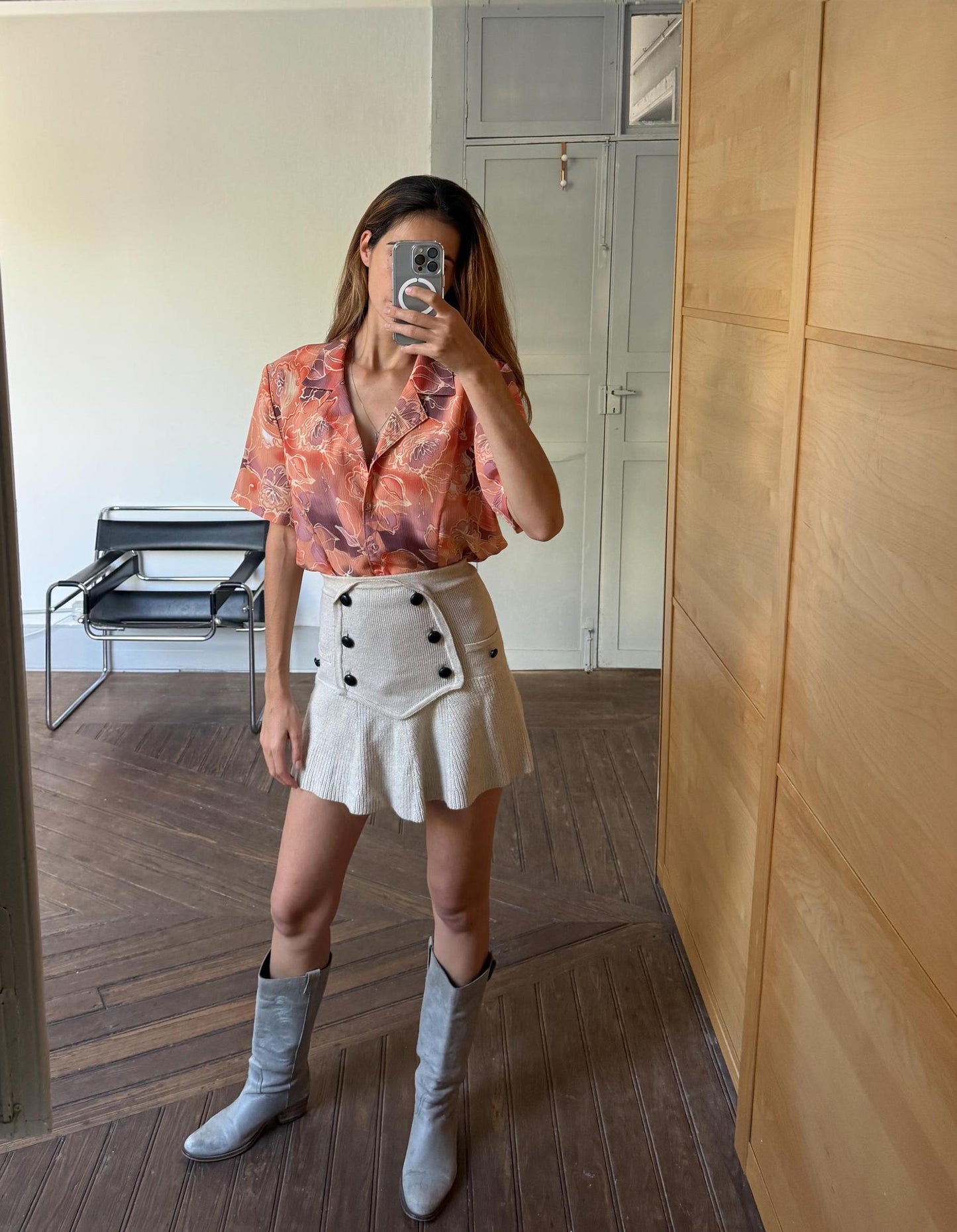 Retro Floral Peach 70s Blouse — additional view 10