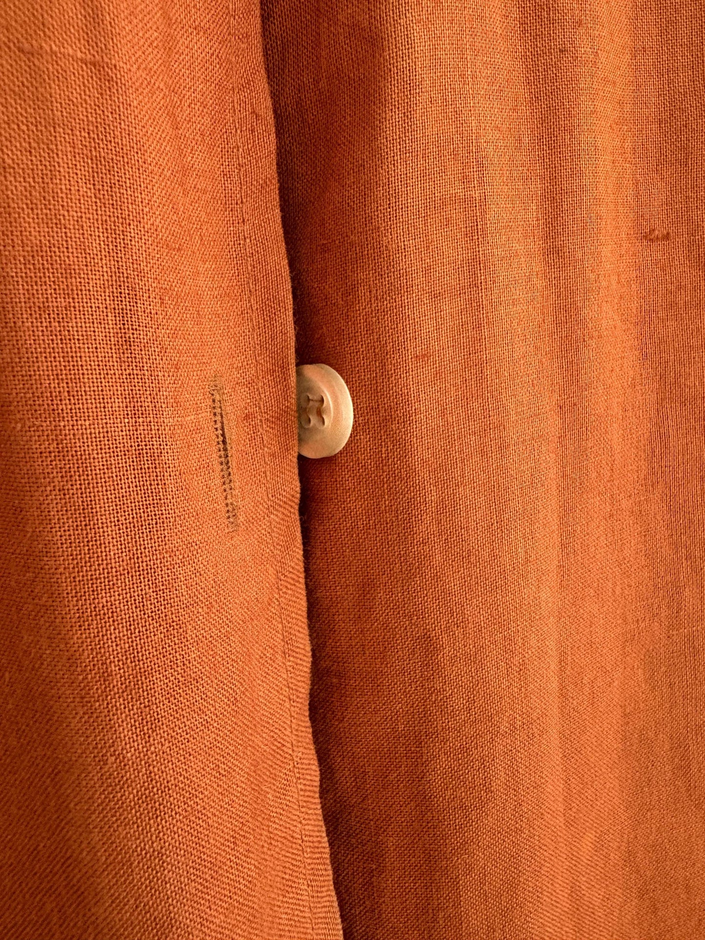 Vintage burnt orange Zara shirt – M, 100% ramie, minimalist button down, plant fiber, slow fashion wardrobe essential
