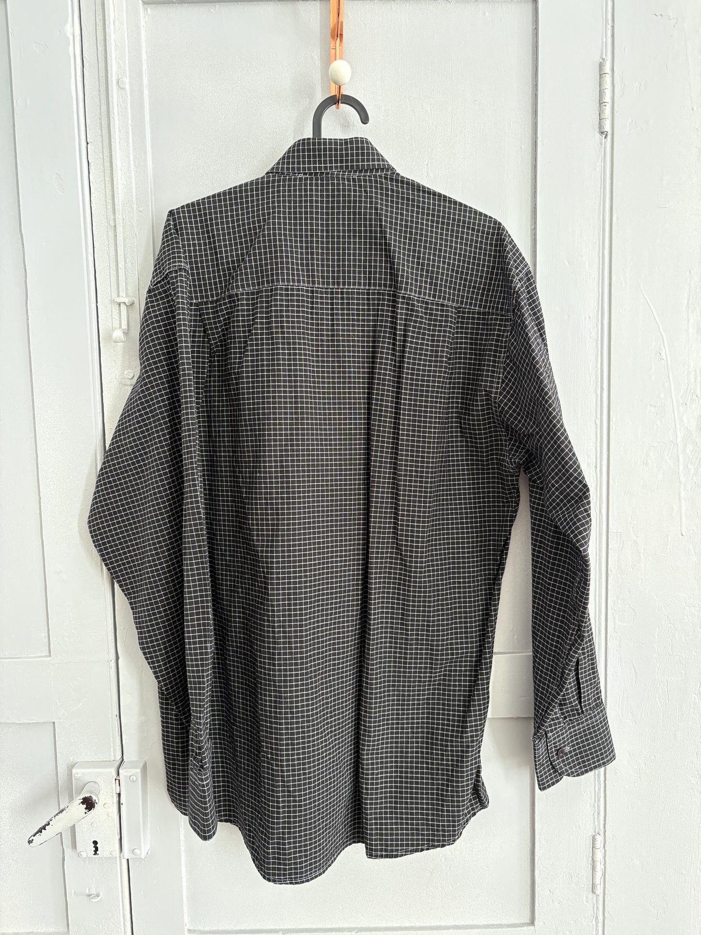 Classic Polo by Ralph Lauren black checkered button up shirt, Smart button up, 90s long sleeve shirt, Preppy designer blouse, L