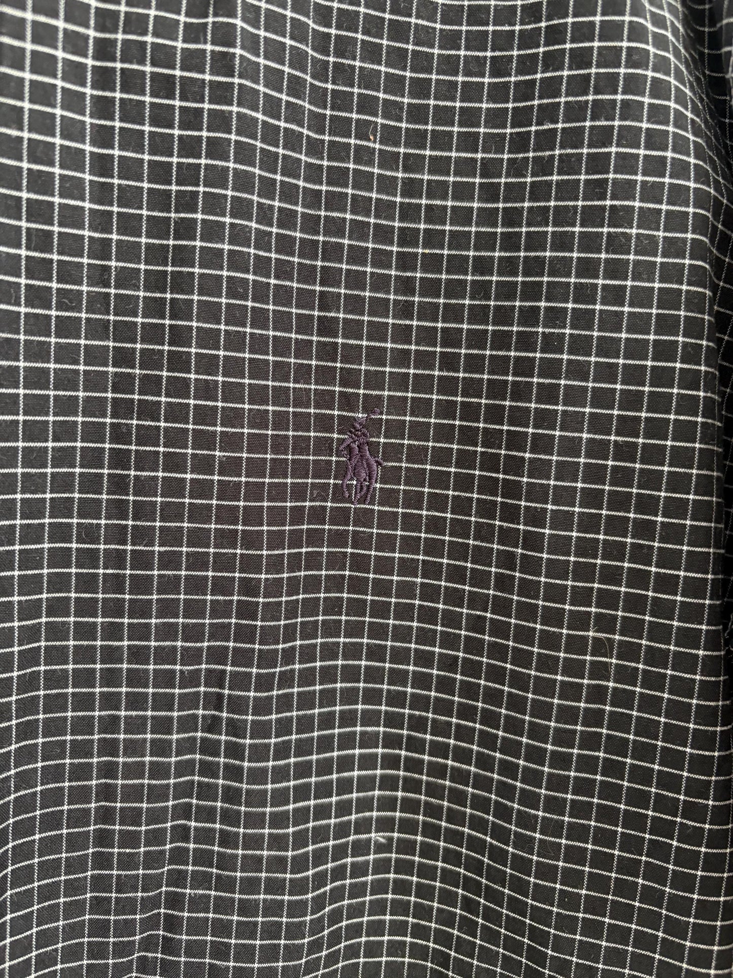 Classic Polo by Ralph Lauren black checkered button up shirt, Smart button up, 90s long sleeve shirt, Preppy designer blouse, L