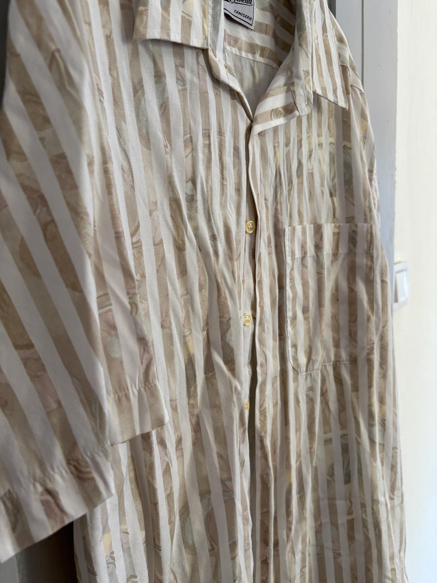 Vintage striped floral Button-Down Shirt - Oversized Summer Shirt