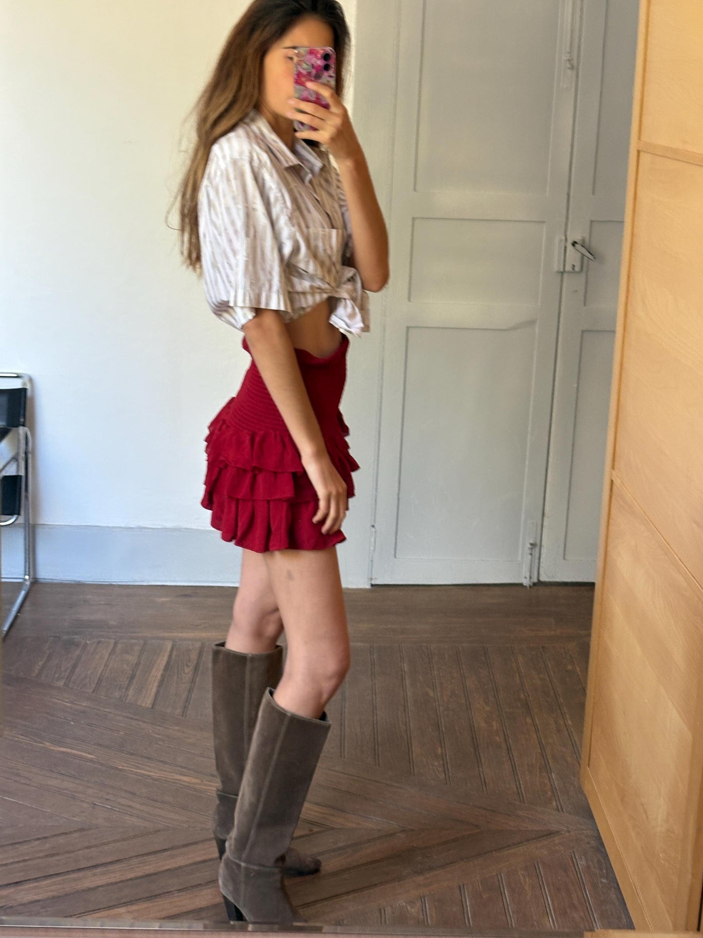 Vintage striped floral Button-Down Shirt - Oversized Summer Shirt