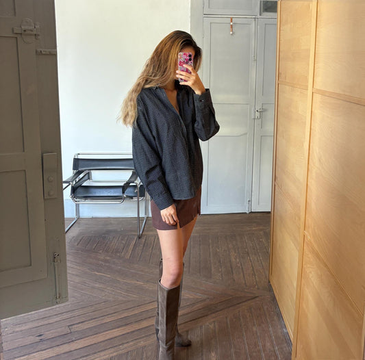 Classic Polo by Ralph Lauren black checkered button up shirt, Smart button up, 90s long sleeve shirt, Preppy designer blouse, L