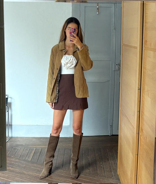 Vintage Burberry London puffer jacket, Tan designer bomber coat,