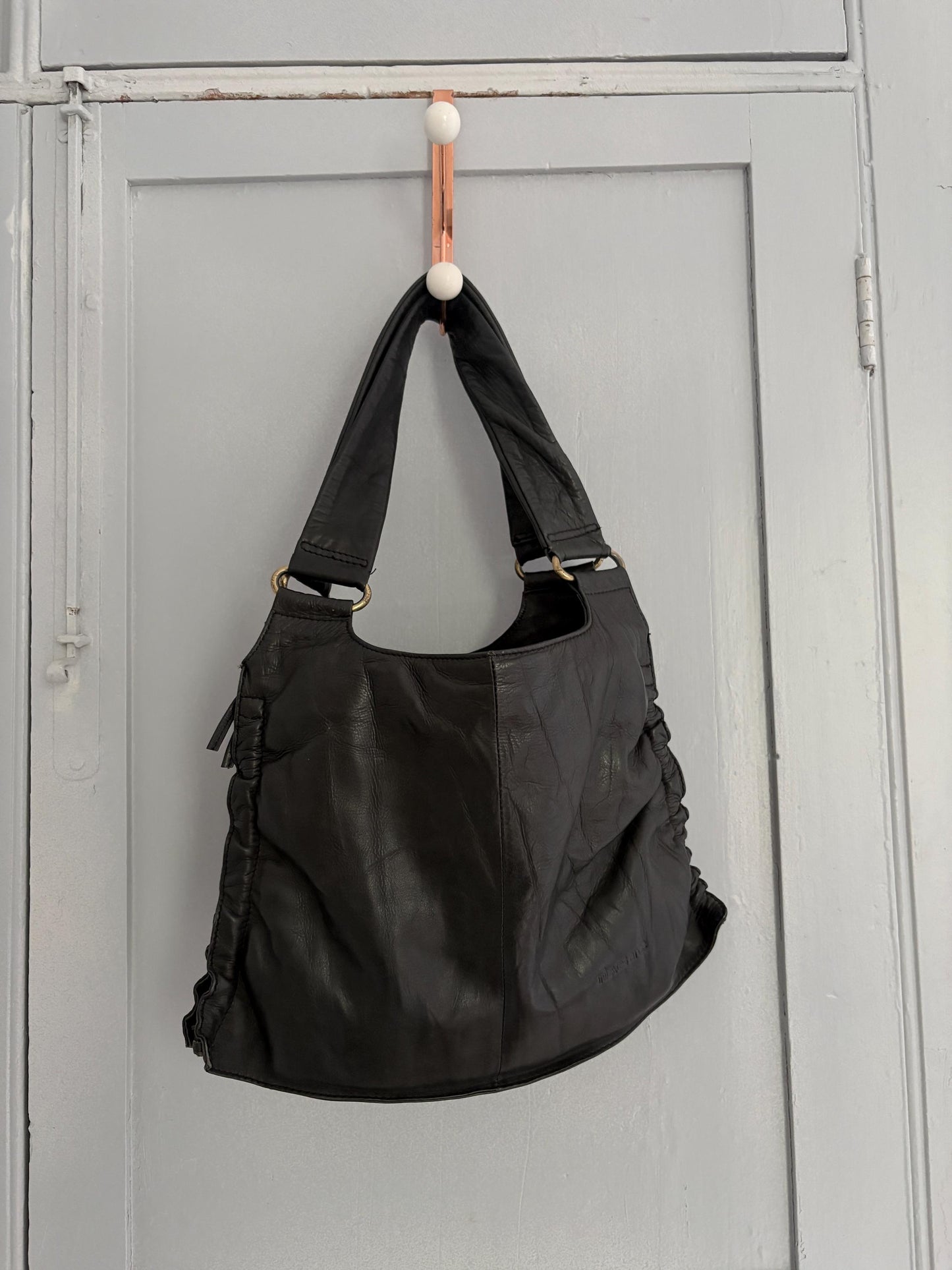Vintage Black Leather Berlin Baguette Bag — additional view 10