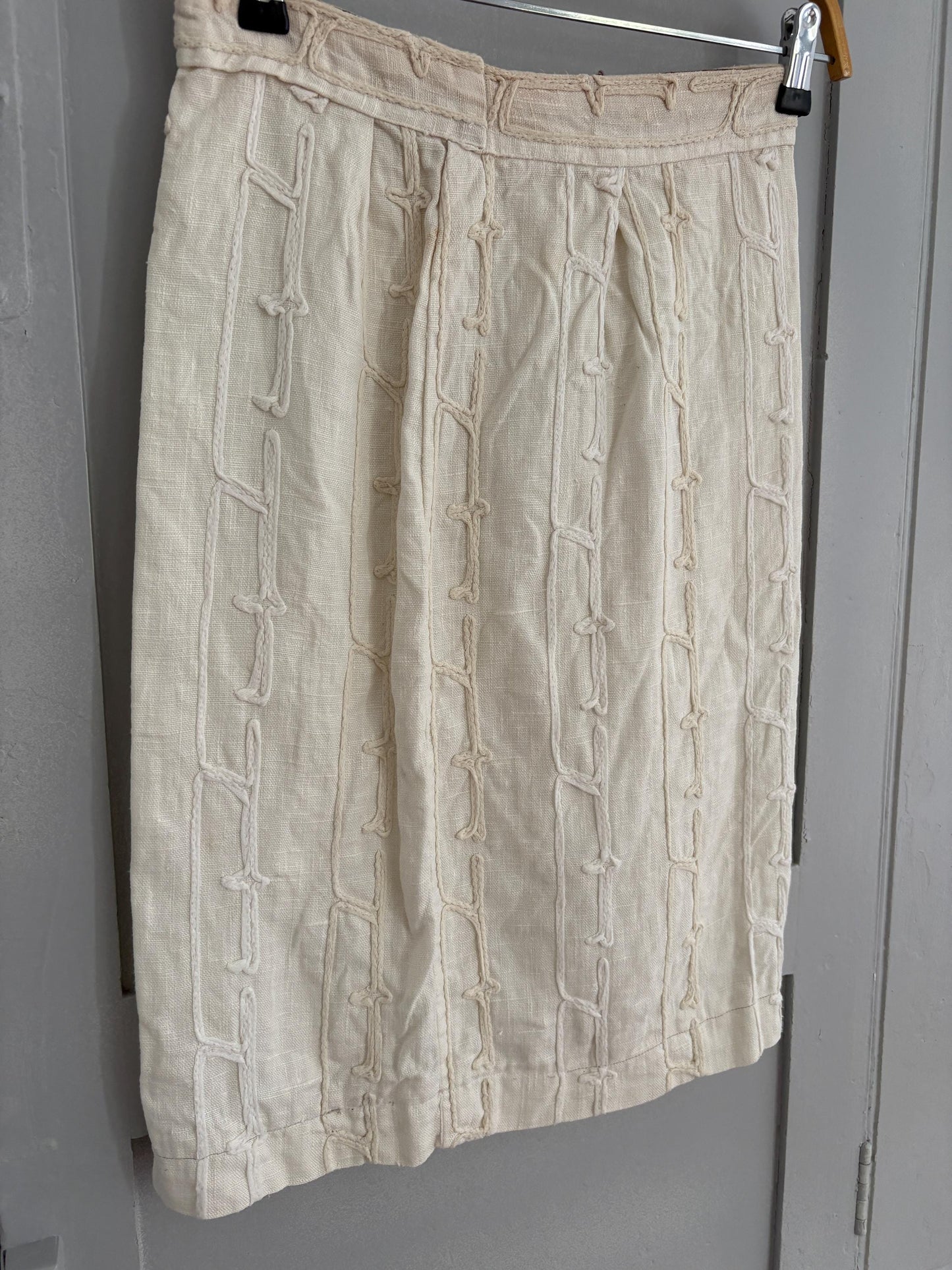 Vintage HANDMADE white textured pencil skirt, Apolyptic elegant woman clothing, High Waisted Midi Skirt, Unique design