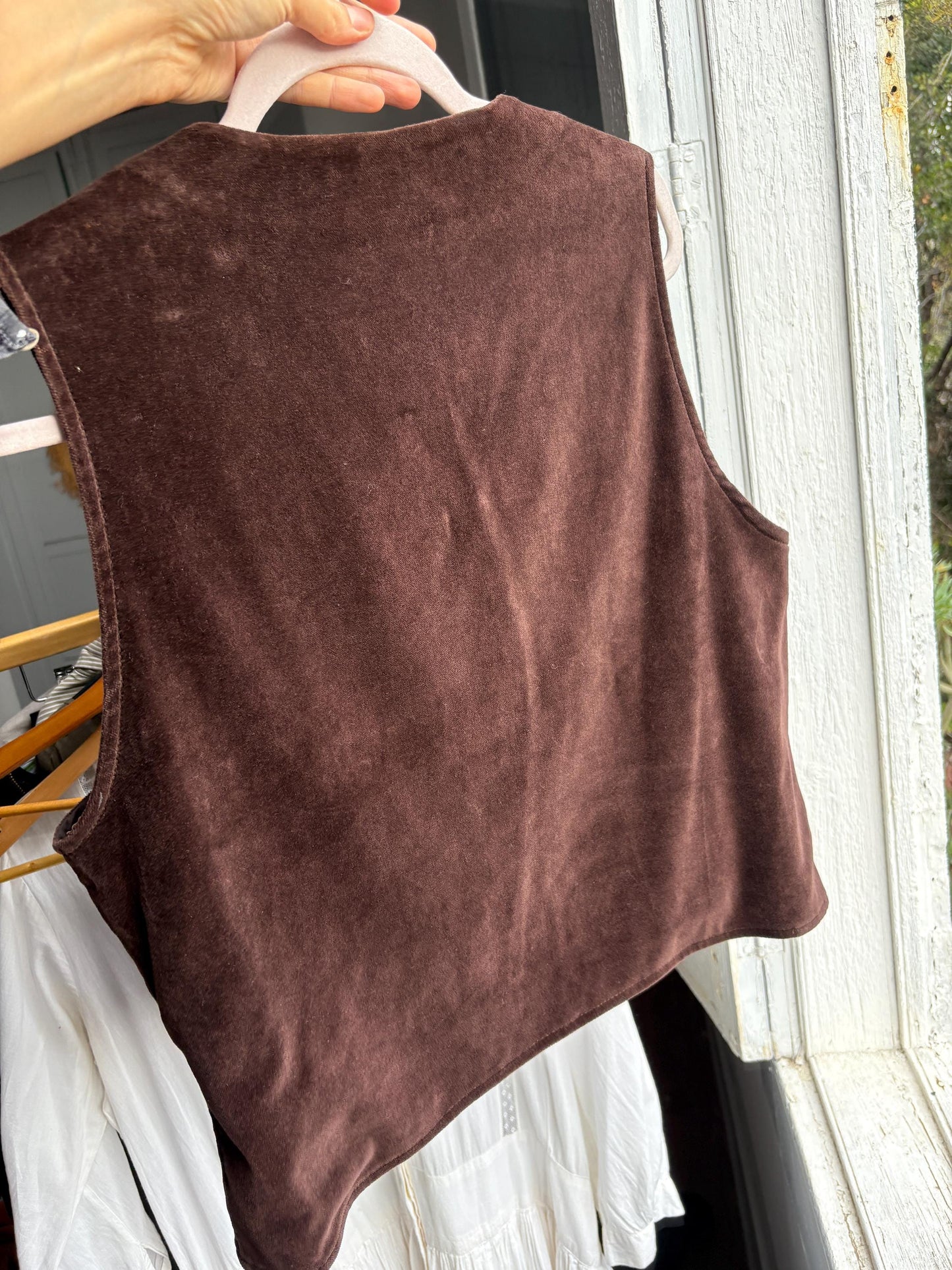 Vintage dark brown Velvet gilet, Sleeveless velour christmas vest, Vintage dark academia waistcoat, Smart professor clothing, M