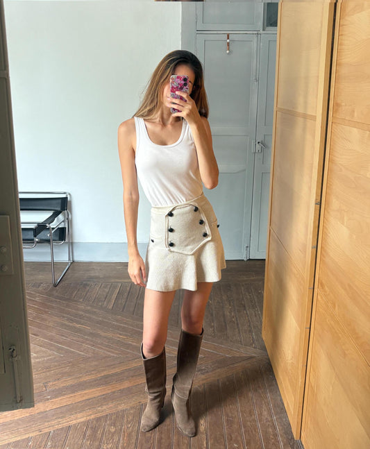 Vintage off white By Malene Birger tank top, Designer eggshell camisole, Elegant cotton top