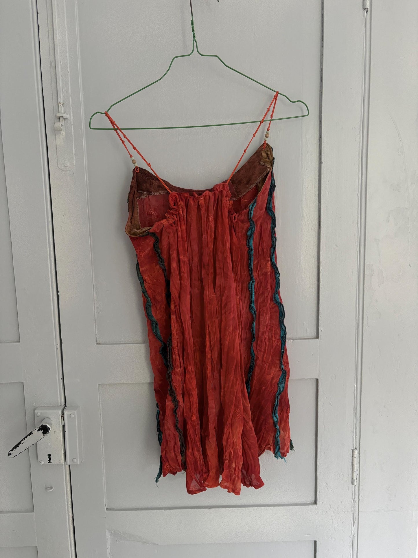 Red vintage camisole with knotted shoulder straps