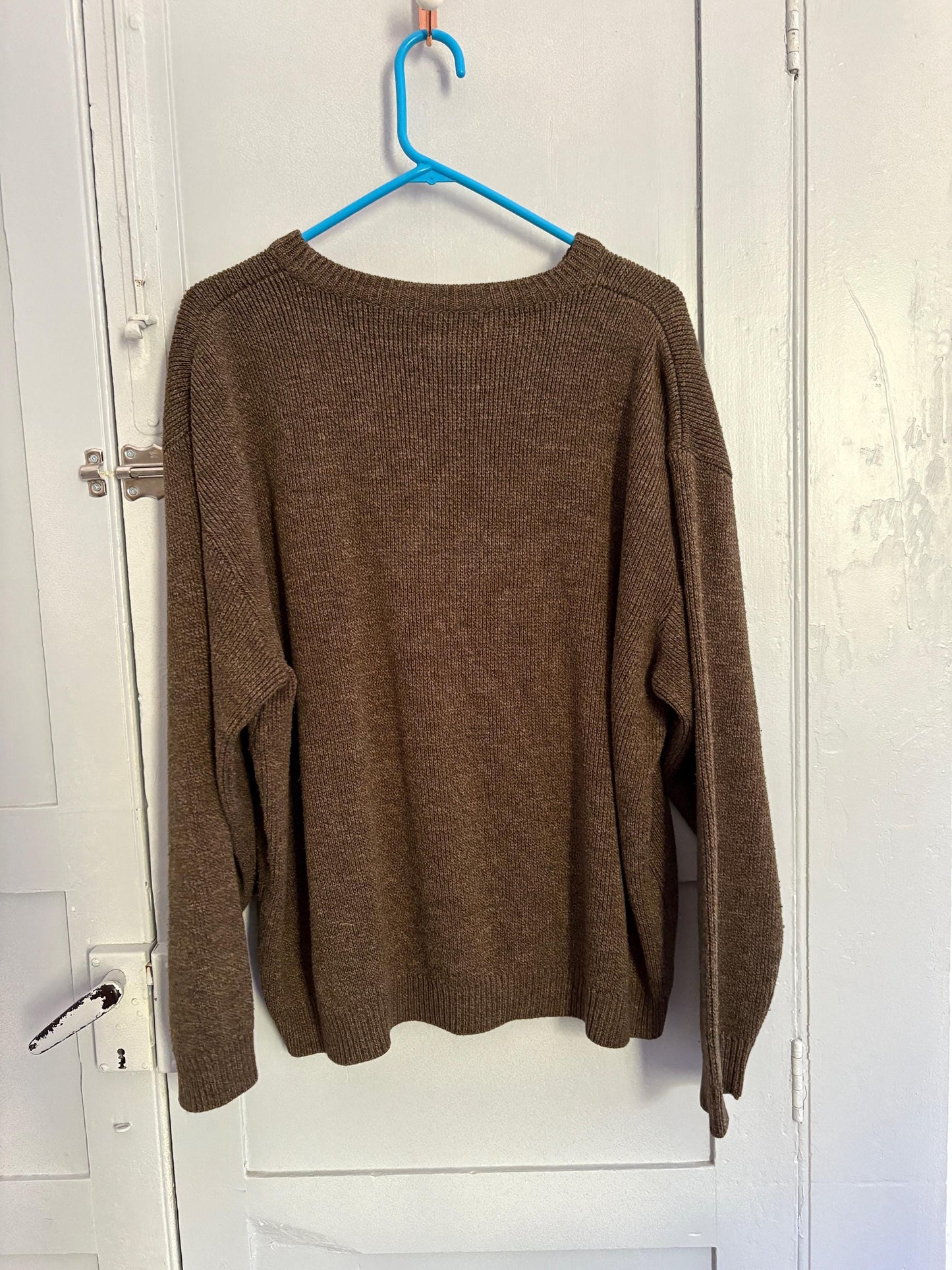 Vintage DARK ACADEMIA winter knit, Dark brown oversized jumper, Original vintage sweater