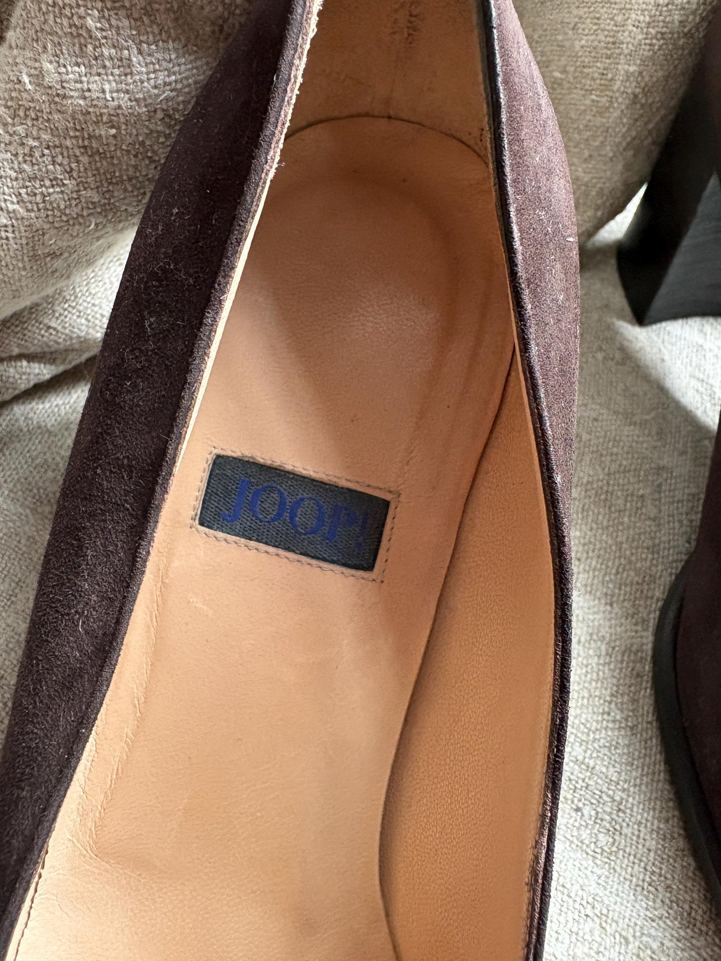 Chocolate brown suede leather pumps, Vintage JOOP! high heels, Comfortable block heel shoes, Retro formal shoes, secretary outfit, Size 39.5