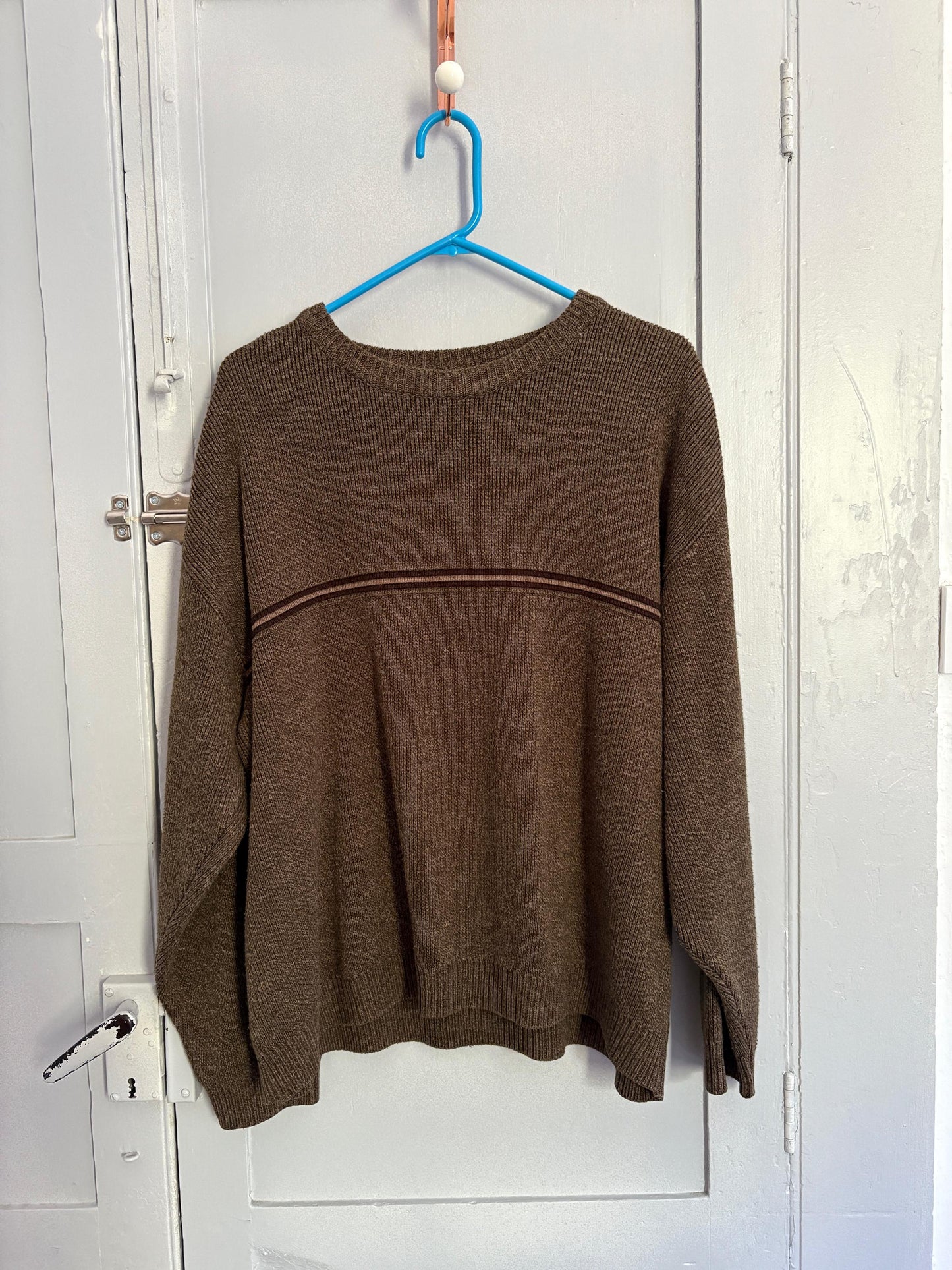 Vintage DARK ACADEMIA winter knit, Dark brown oversized jumper, Original vintage sweater