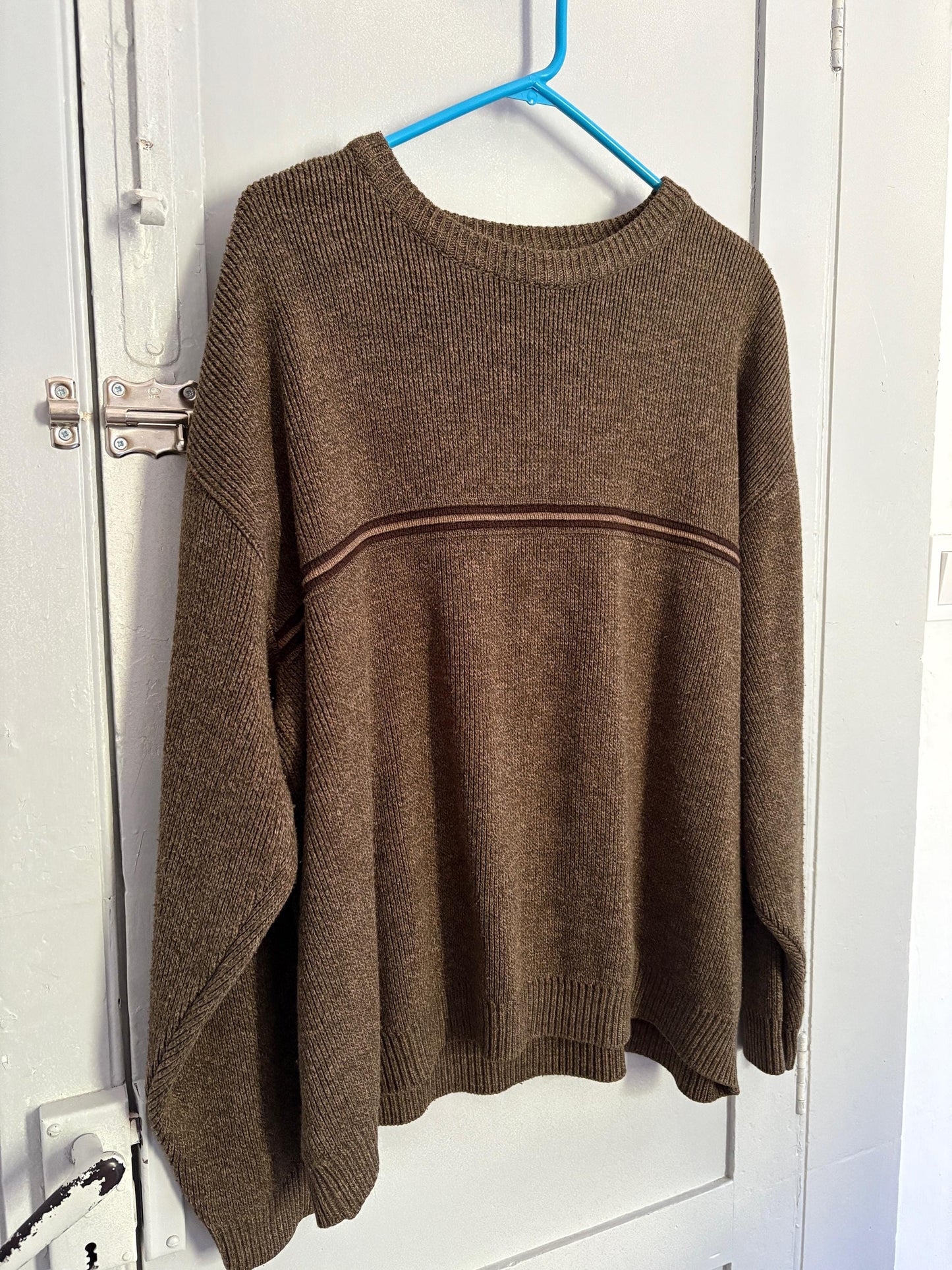 Vintage DARK ACADEMIA winter knit, Dark brown oversized jumper, Original vintage sweater