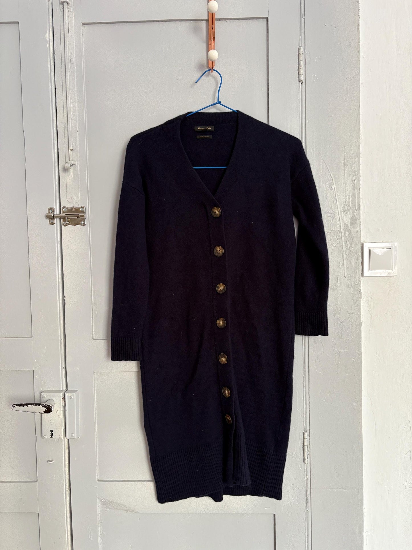 Vintage Navy Wool Blend Mini Dress | Massimo Dutti | Cozy Y2K Academia Fit