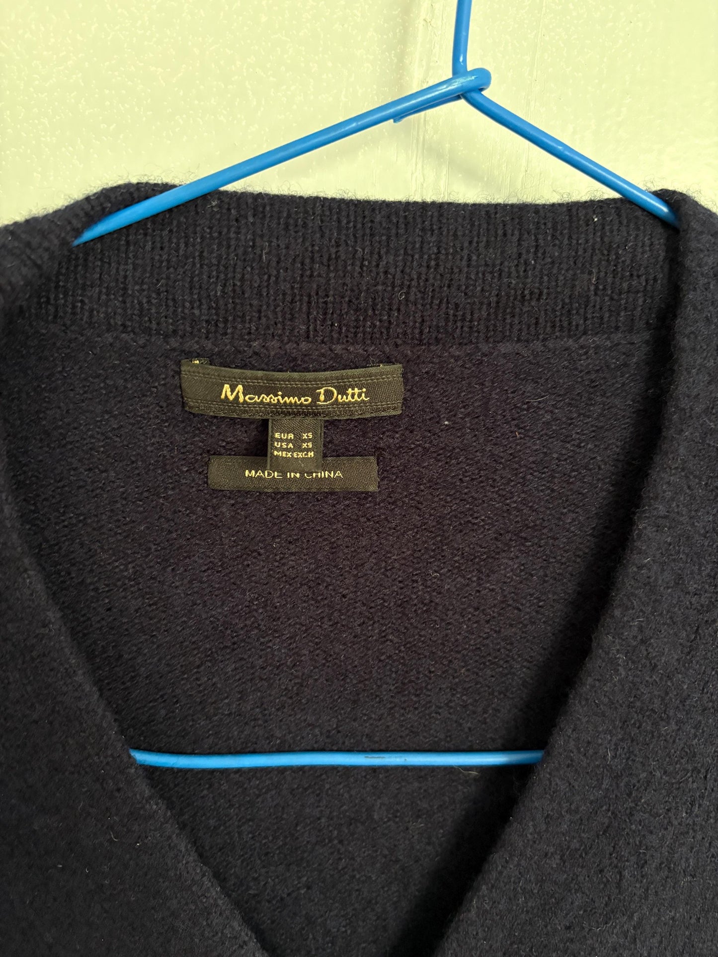 Vintage Navy Wool Blend Mini Dress | Massimo Dutti | Cozy Y2K Academia Fit