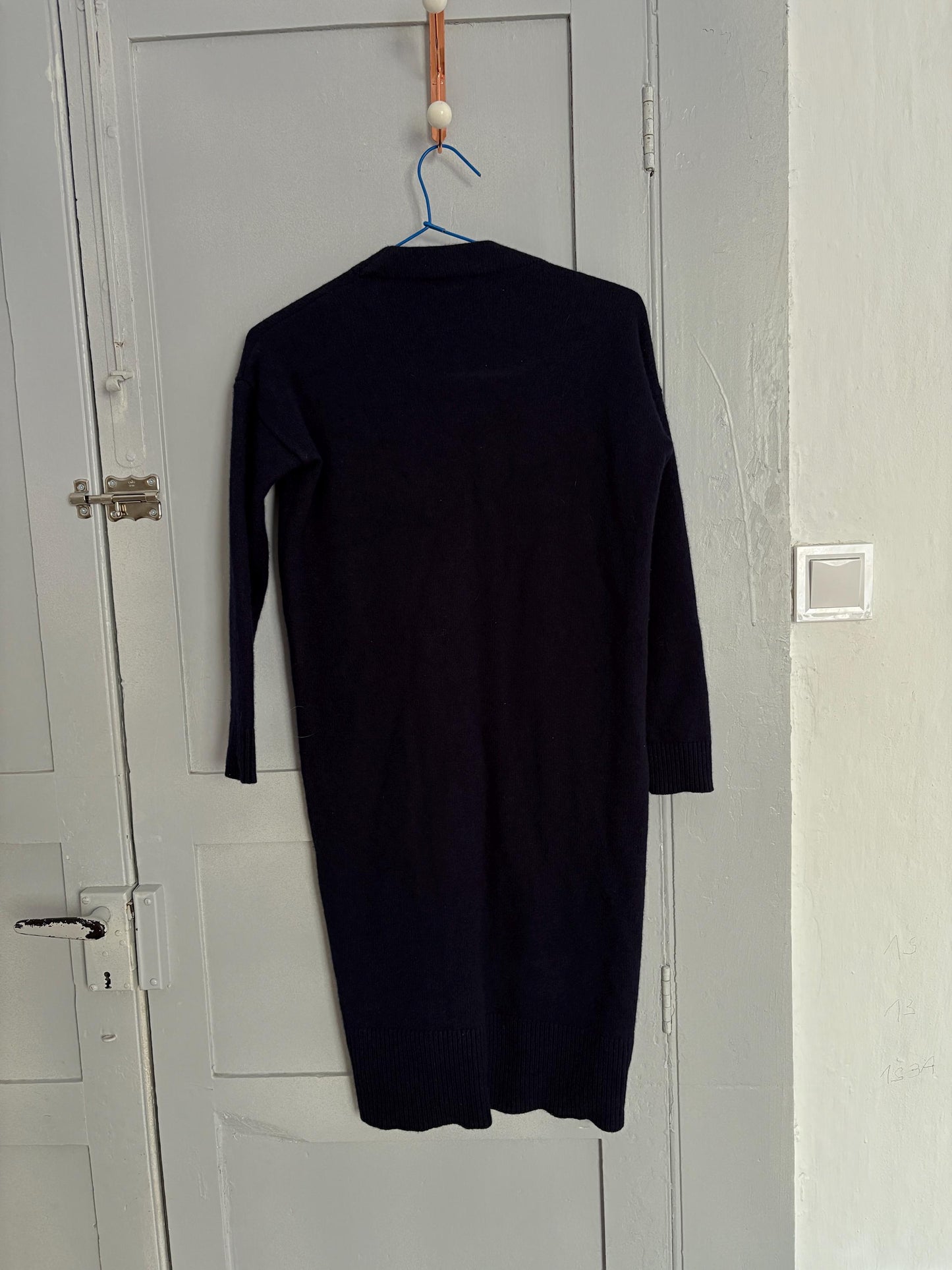 Vintage Navy Wool Blend Mini Dress | Massimo Dutti | Cozy Y2K Academia Fit