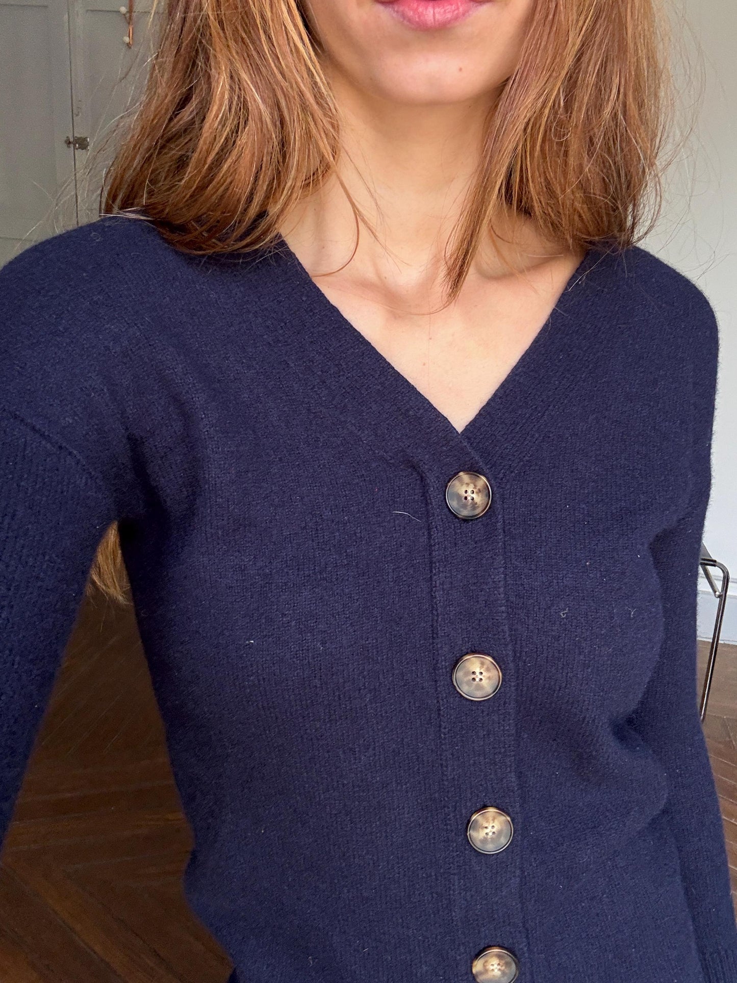 Vintage Navy Wool Blend Mini Dress | Massimo Dutti | Cozy Y2K Academia Fit