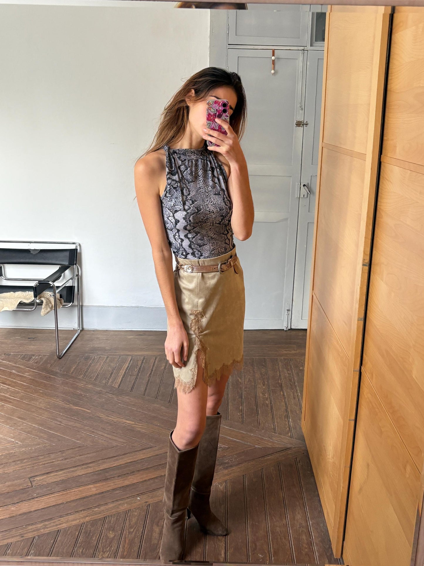 Y2K Snake Print Glitter Tank | Vintage Mesh Camisole Top