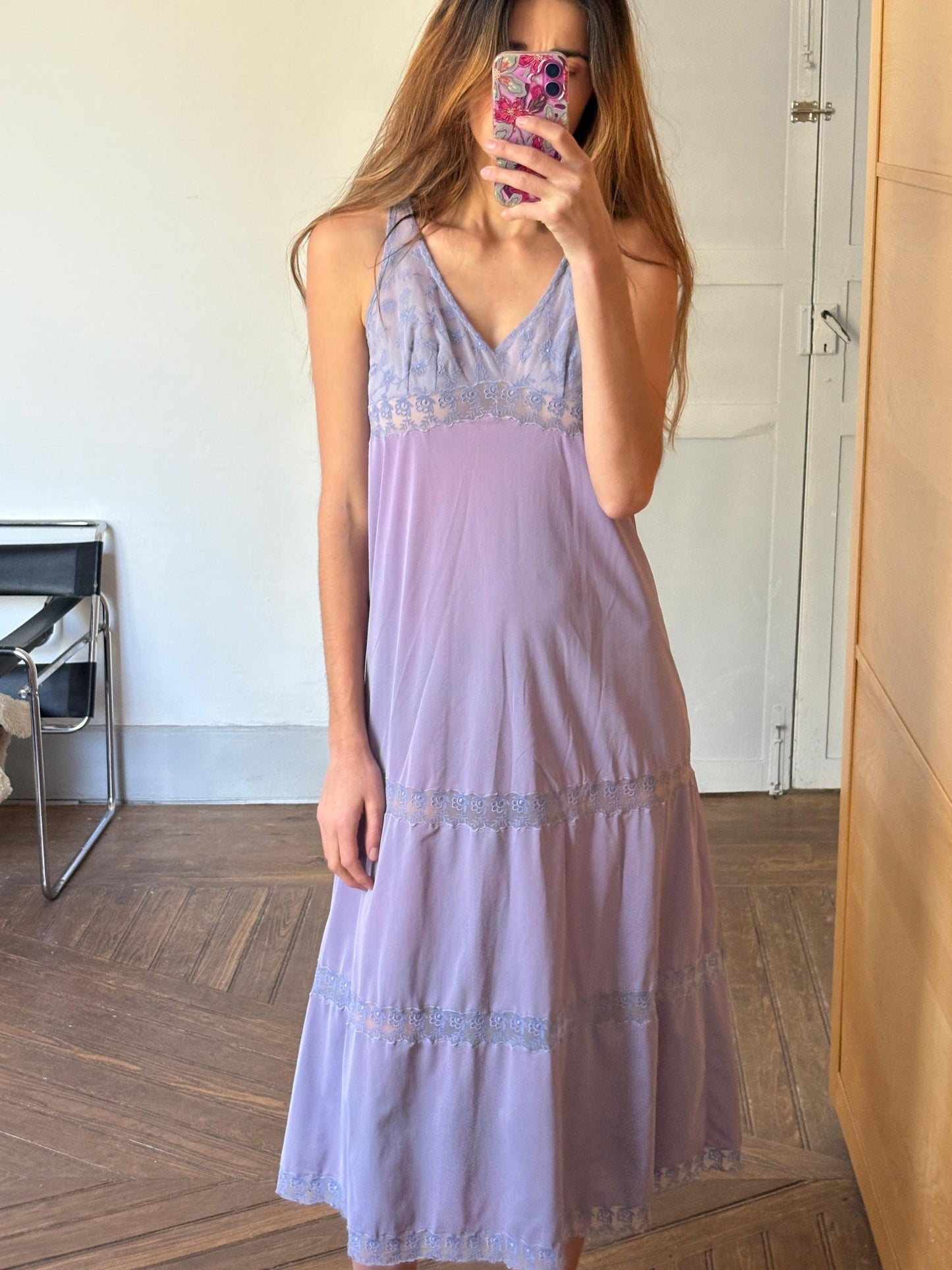 Y2K Vintage Purple Lace Slip Dress | Made in Italy | Soft Girl Sleepwear or Daywear Aesthetic