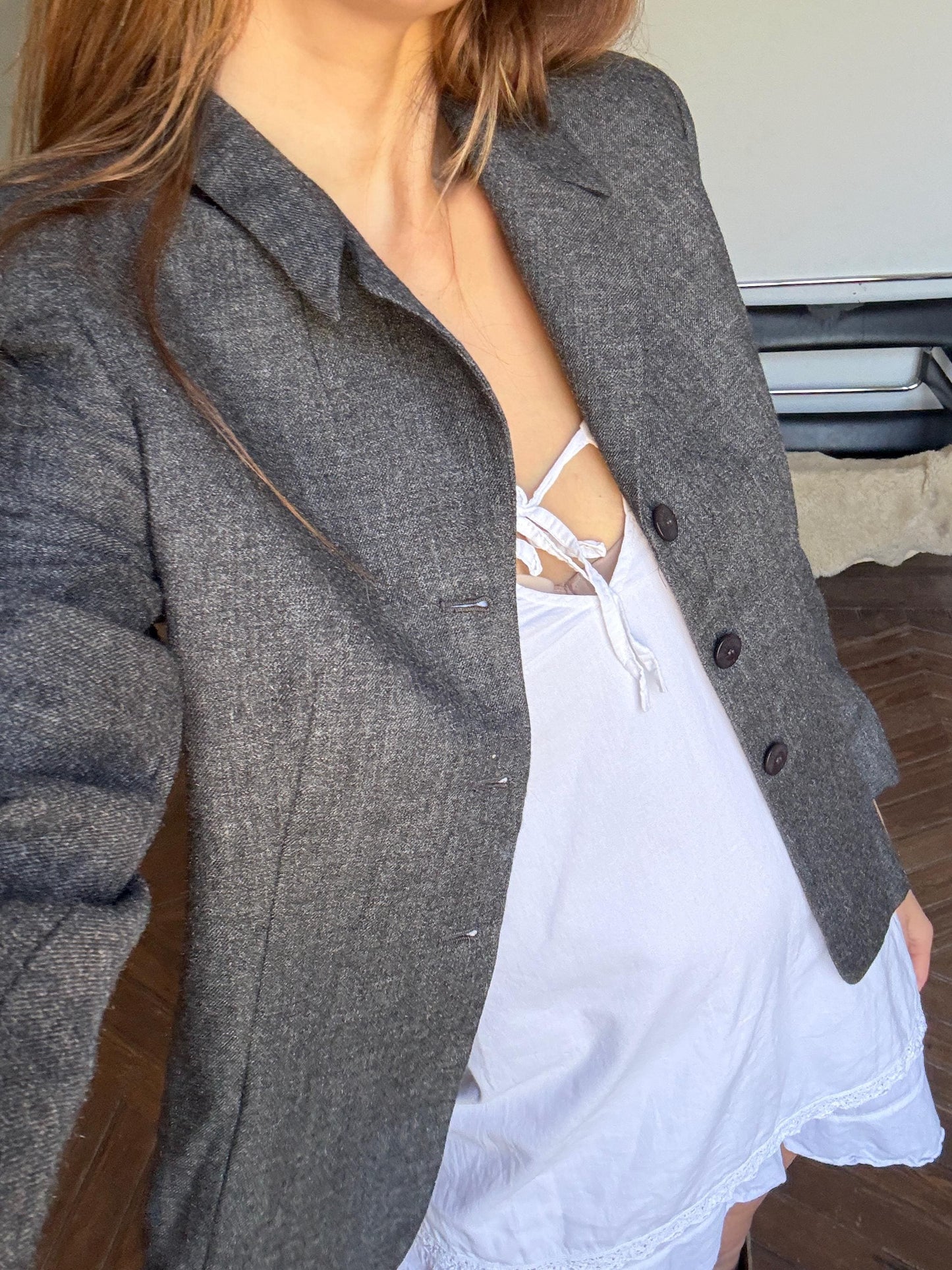 BURBERRYS' Wool 90s grey woman coat, Smart designer blazer jacket, Burberry London Pure Wool suit jacket, Size S
