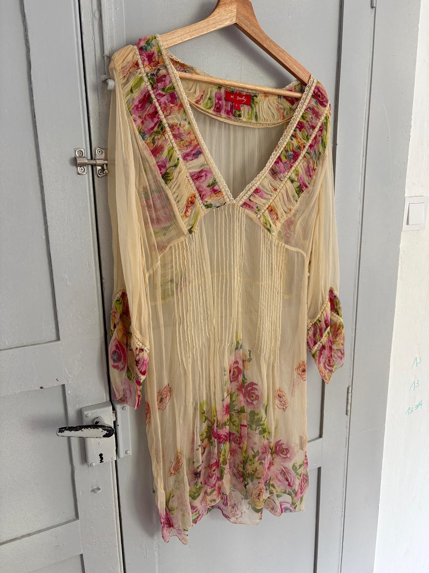 Vintage Sheer floral summer bikini dress, Sexy see through rose flower gypsy dress, Festival boho hippie beach dress