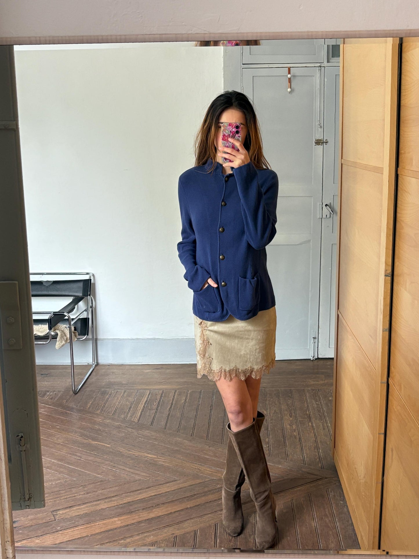 Vintage Ralph Lauren Navy Cardigan | French Girl Fit | 90s Preppy Academia Vibes