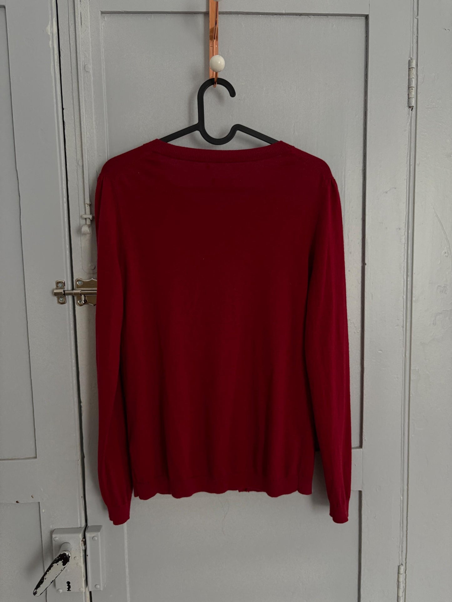 Vintage Red Silk Wool Cardigan — additional view 9