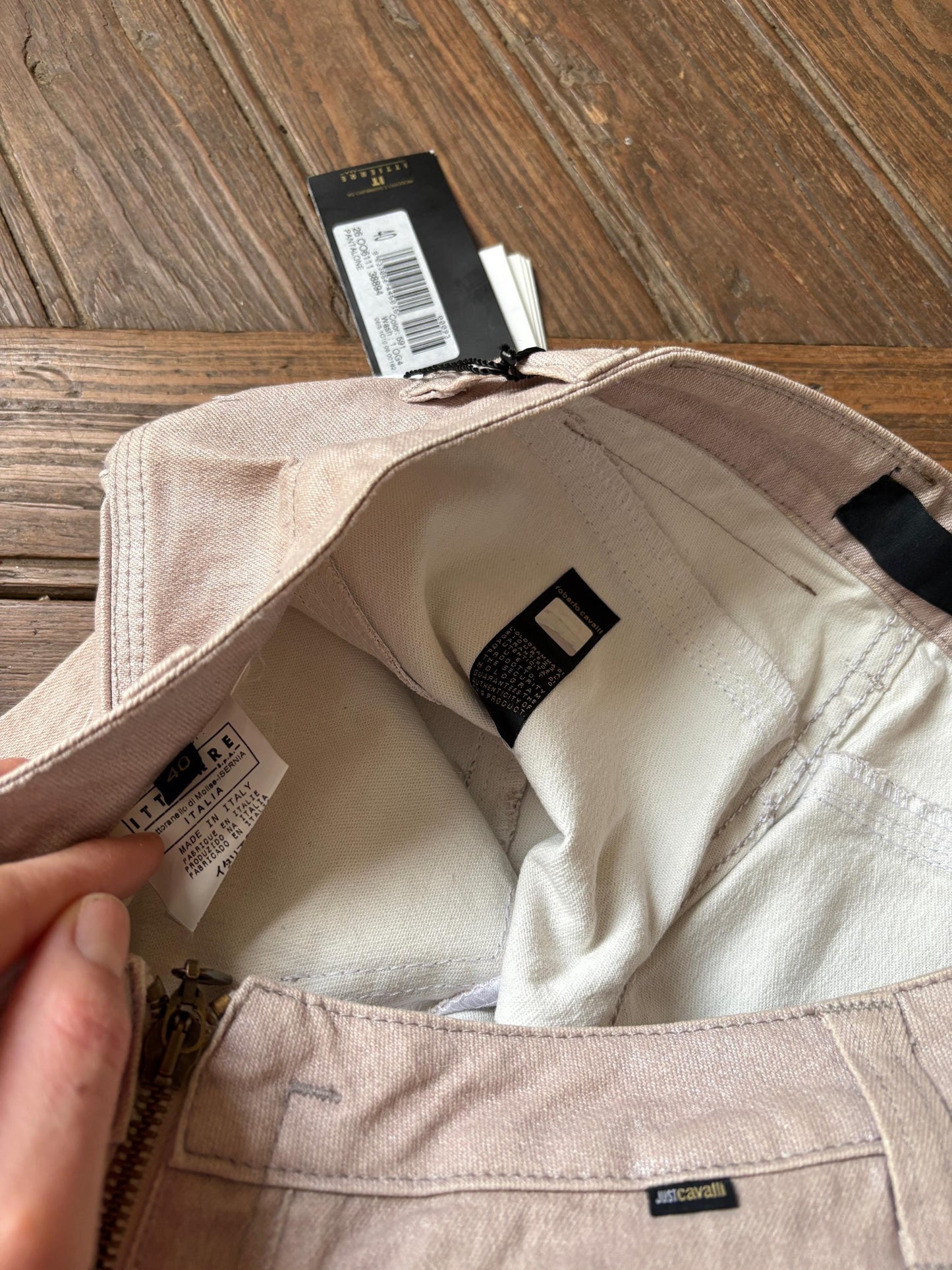 Vintage Just Cavalli low rise jeans, Beige low waist Y2K aesthetic trousers, Sexy straight leg denim pants, S