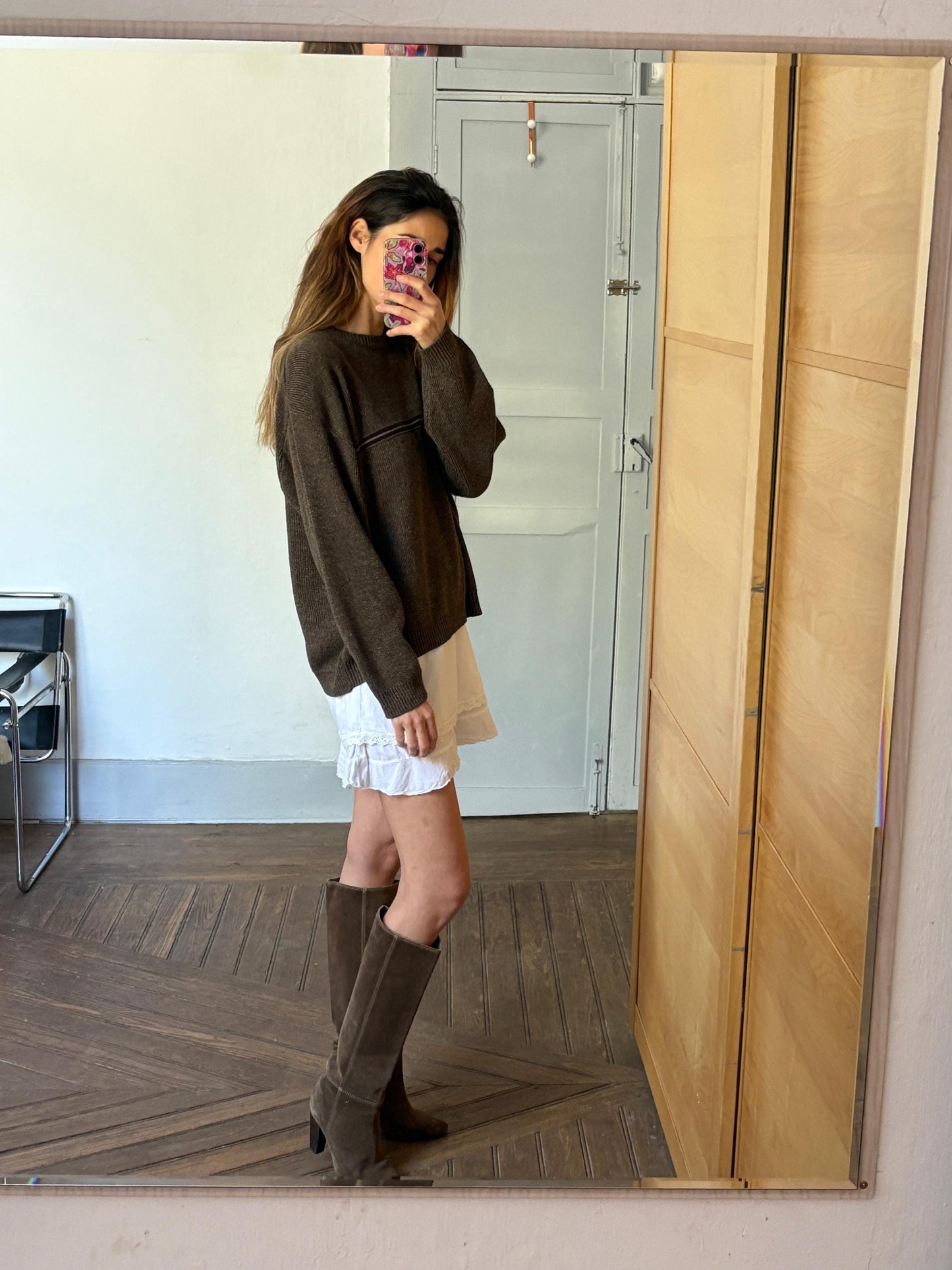 Vintage DARK ACADEMIA winter knit, Dark brown oversized jumper, Original vintage sweater