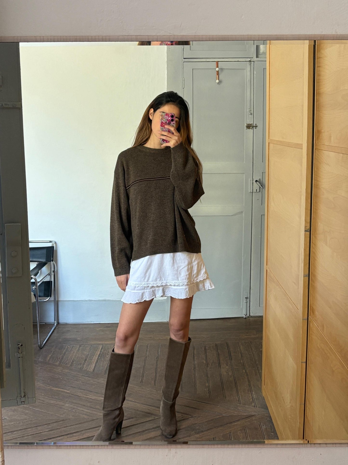 Vintage DARK ACADEMIA winter knit, Dark brown oversized jumper, Original vintage sweater