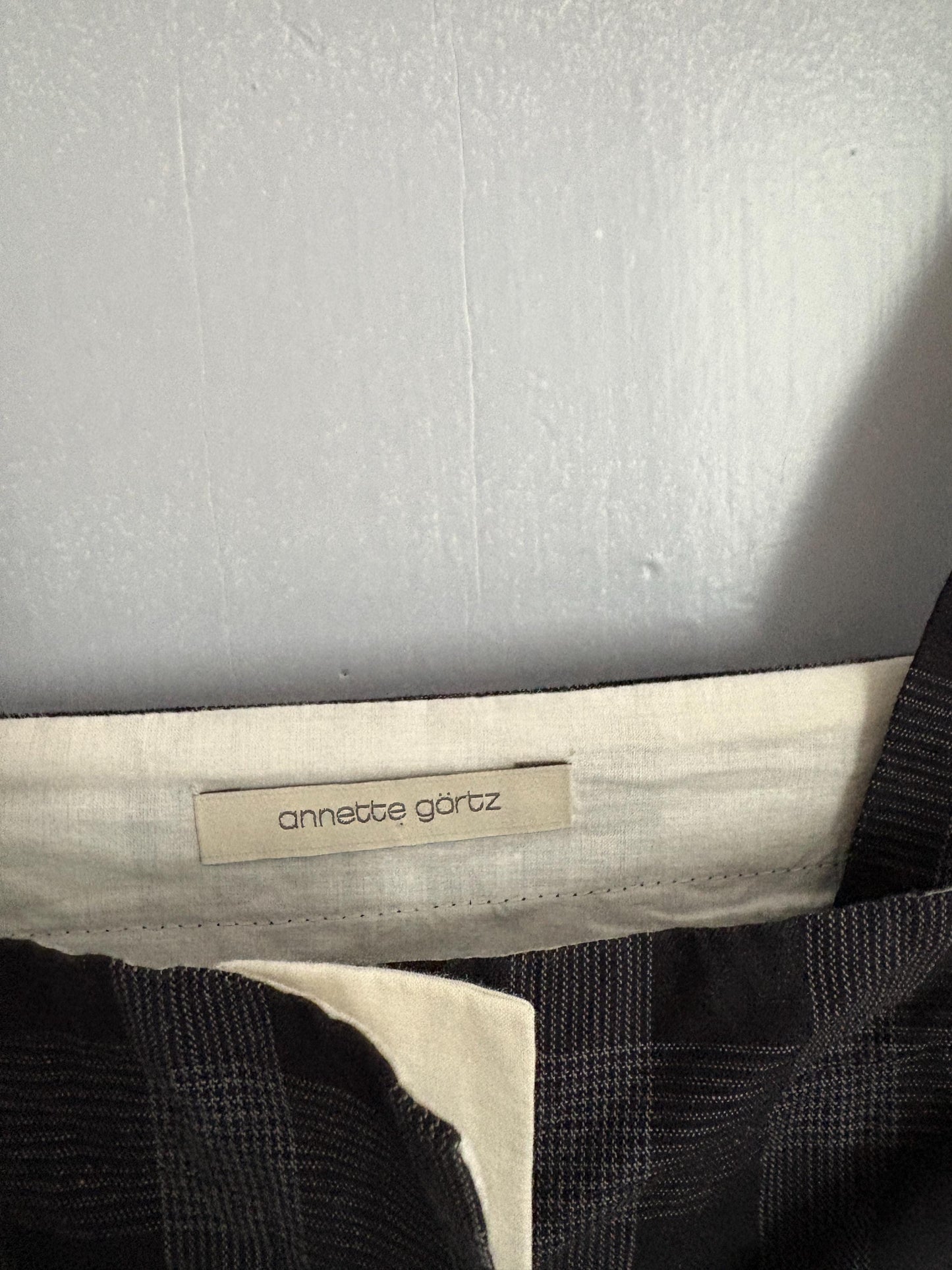 Anette gortz linen blend camisole, Black and grey Cotton plaid top, German designer clothing