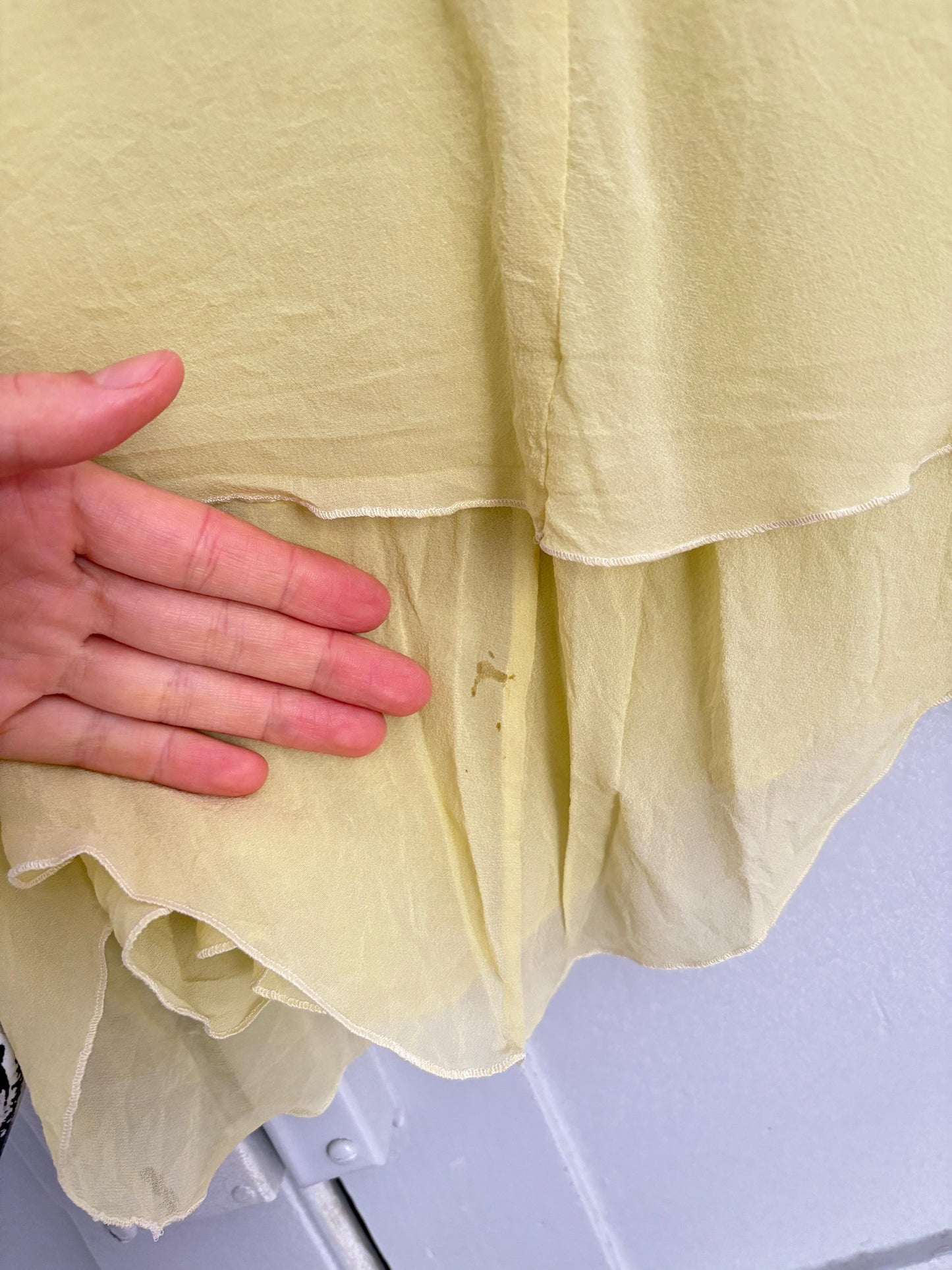 Vintage Marta Palmieri Green Skirt Made in Italy, Plus Size 18 / Dutch 46, High or Low Waist, Flowing Boho Style, Wedding guest skirt, US 18