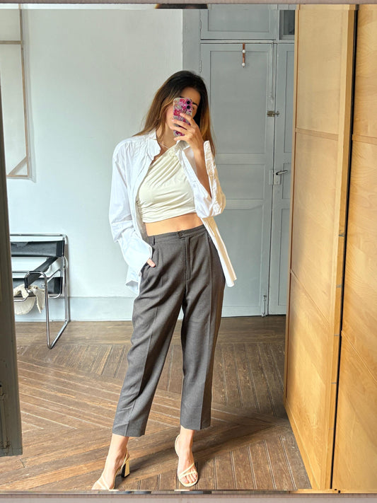 White Crisp Tuxedo button up shirt, Luxury vintage Blouse, Boyfriend Oxford shirt, Oversized academia Fit, MEN Size 40 - L